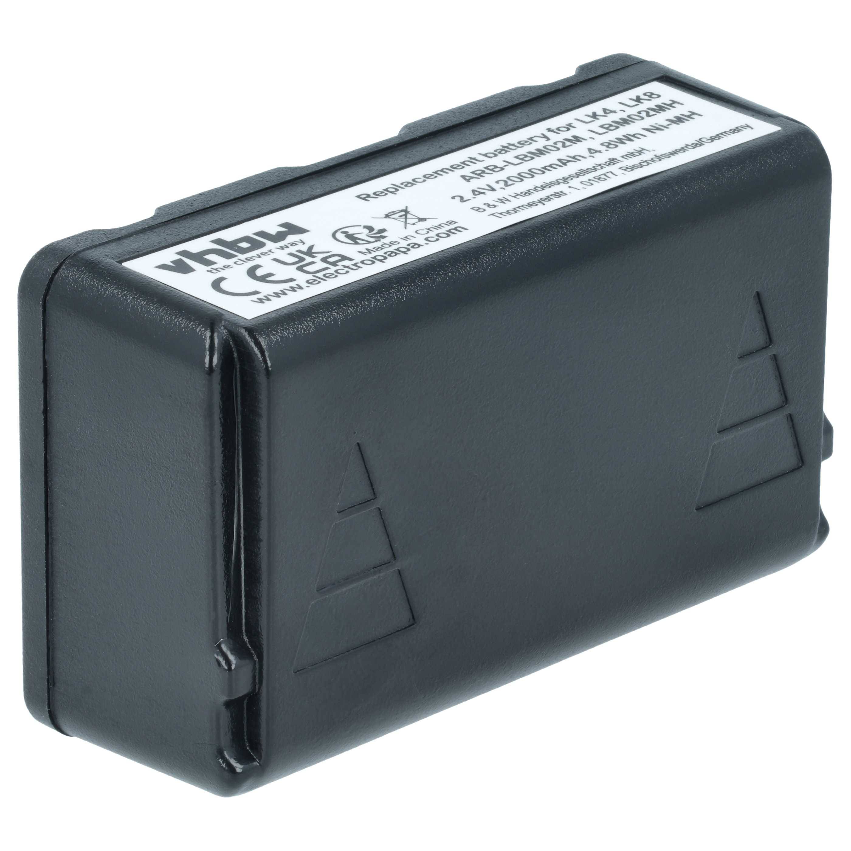 vhbw Akku kompatibel mit Autec LK8 | Light LK8, Light LK6, Light LK4, LK6, LK4 Fernbedienung Remote Control (2000 mAh, 2-1
