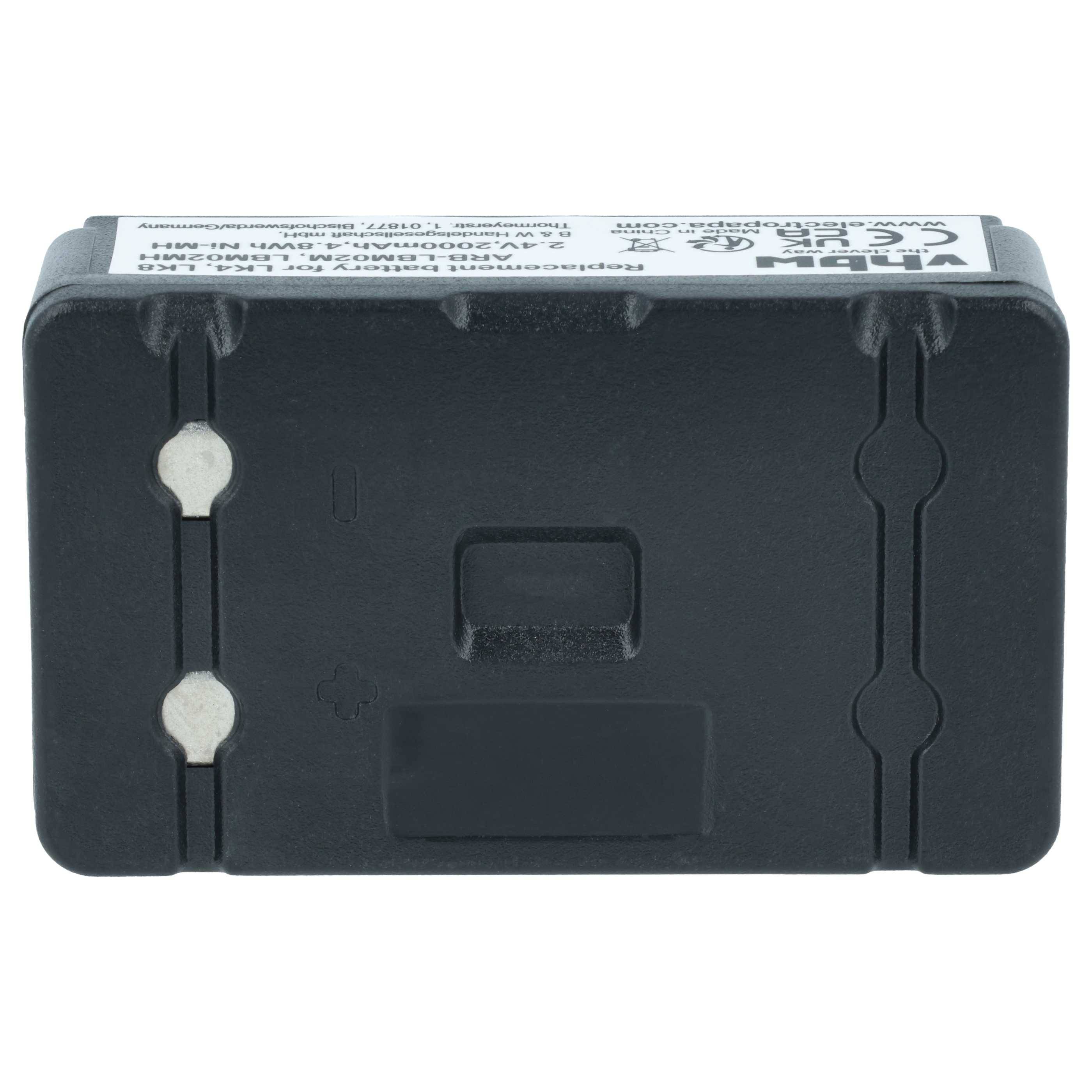 vhbw Akku kompatibel mit Autec LK8 | Light LK8, Light LK6, Light LK4, LK6, LK4 Fernbedienung Remote Control (2000 mAh, 2-2