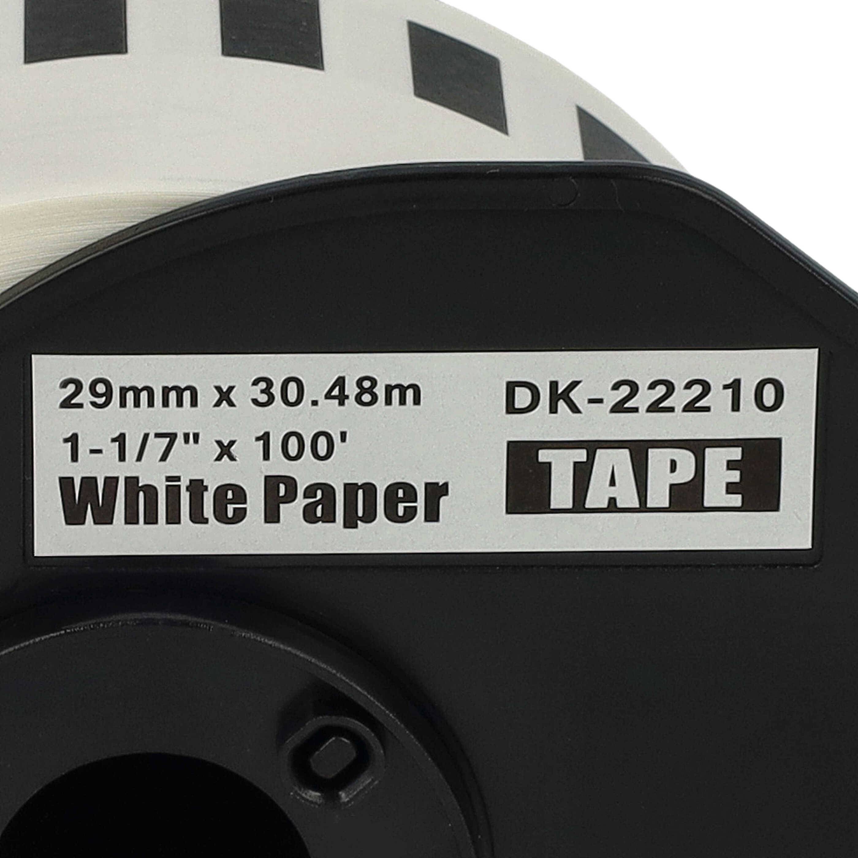 vhbw Etiketten-Rolle mit Halter 29mm x 30,48m (1 Etikette) kompatibel mit Brother PT QL-710W, QL-700, QL-710-3