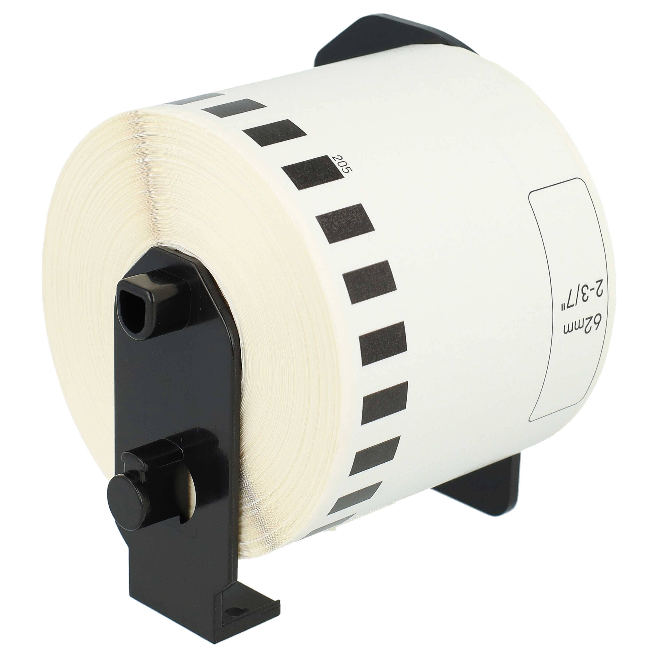 vhbw Etiketten-Rolle mit Halter 62mm x 30,48m (1 Etikette) Ersatz für Brother DK-22205 für Etiketten-Drucker Weiß-1