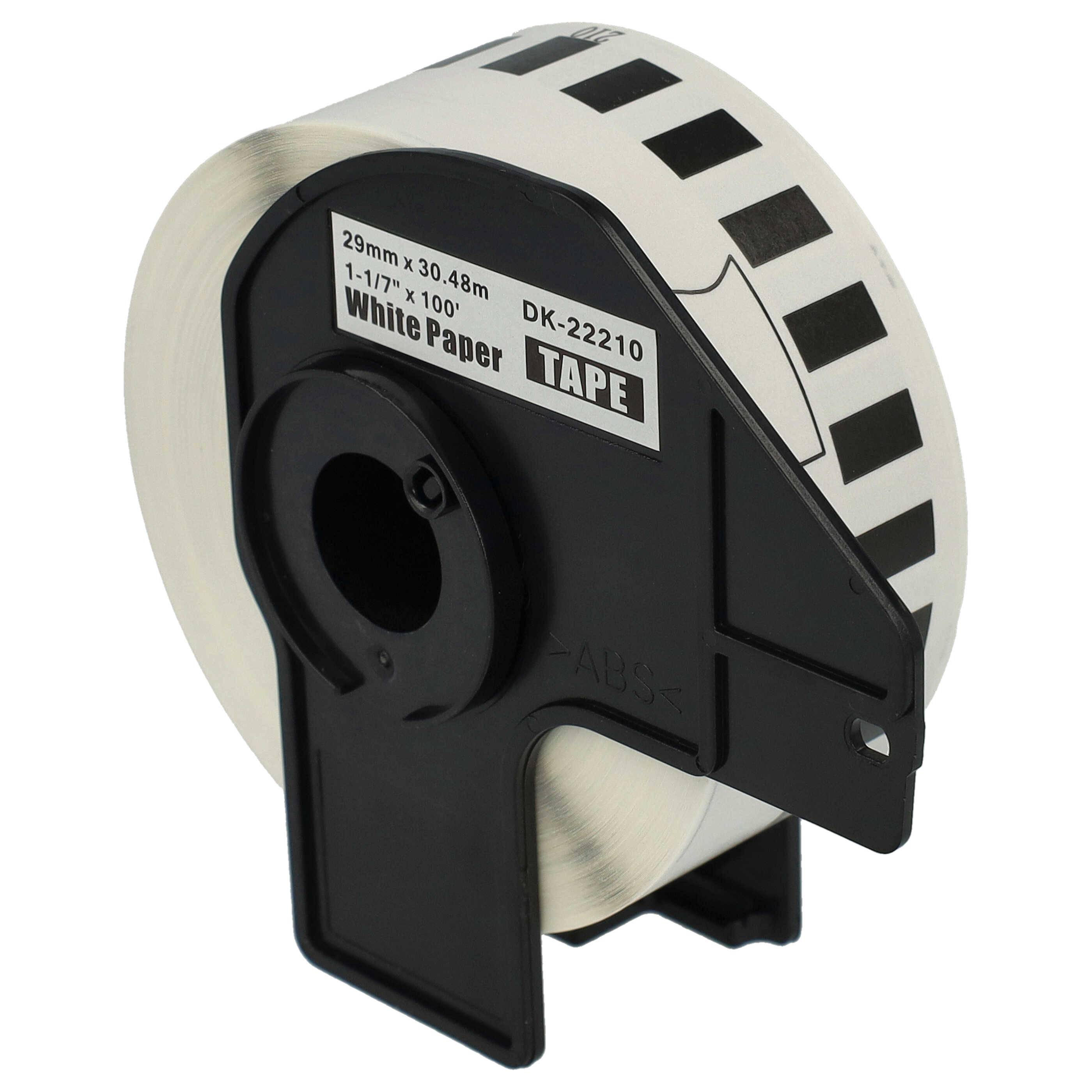 vhbw Etiketten-Rolle mit Halter 29mm x 30,48m (1 Etikette) kompatibel mit Brother PT QL-710W, QL-700, QL-710-0