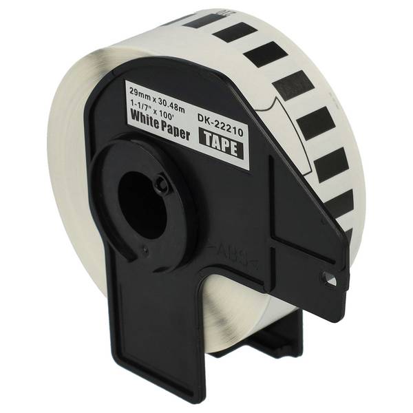 vhbw Etiketten-Rolle mit Halter 29mm x 30,48m (1 Etikette) kompatibel mit Brother PT QL-710W, QL-700, QL-710