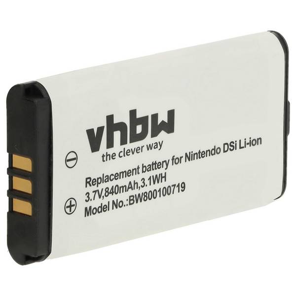 vhbw Akku Ersatz für Nintendo C/TWL-A-BP | TWL-001, TWL-003, BOAMK01 für Spielekonsole (840 mAh, 3,7 V, Li-Ion)