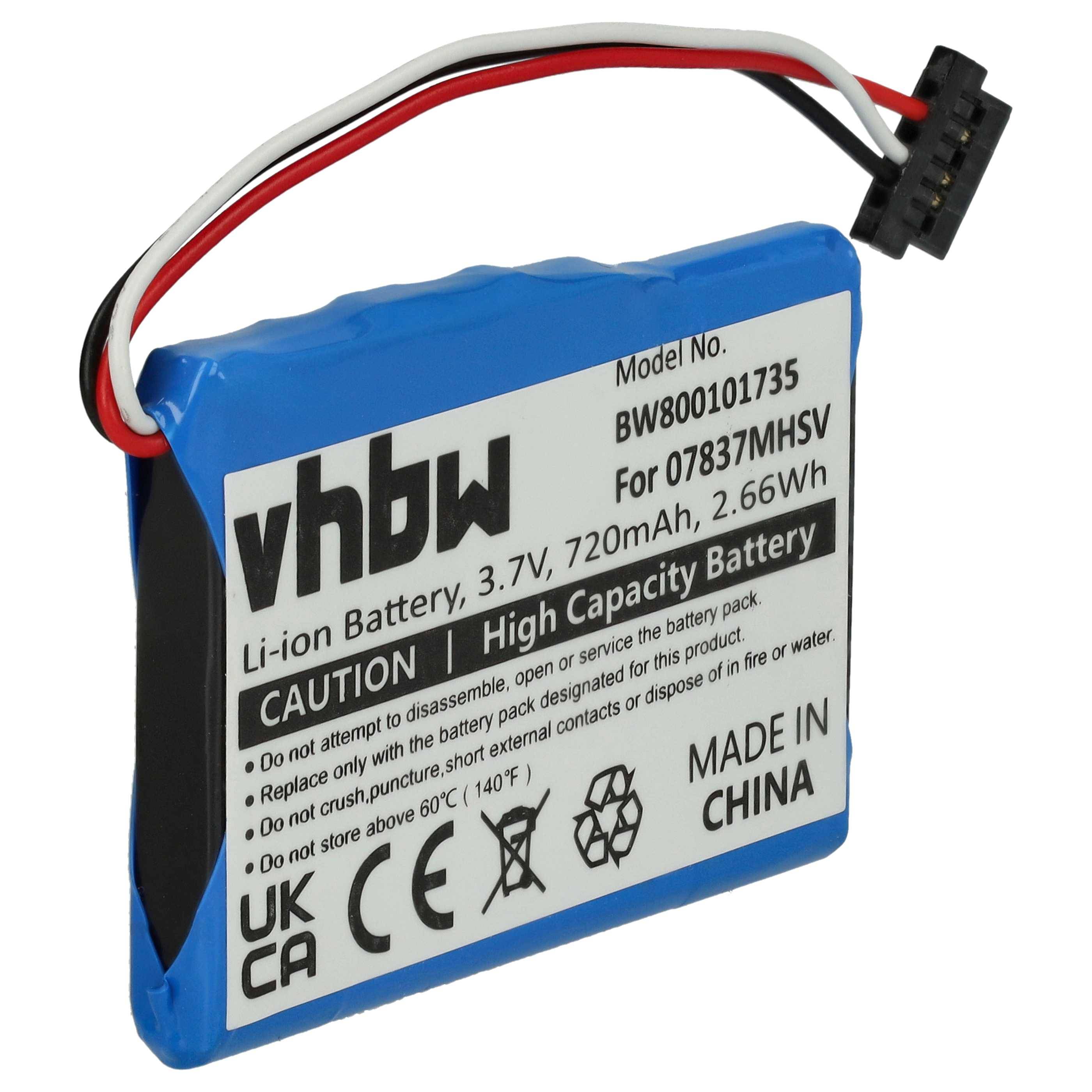 vhbw Akku kompatibel mit Becker Active 50 | 43 Talk, 43 Traffic, 43 Transit GPS Navigation Navi (720 mAh, 3,7 V, Li-Ion)-0