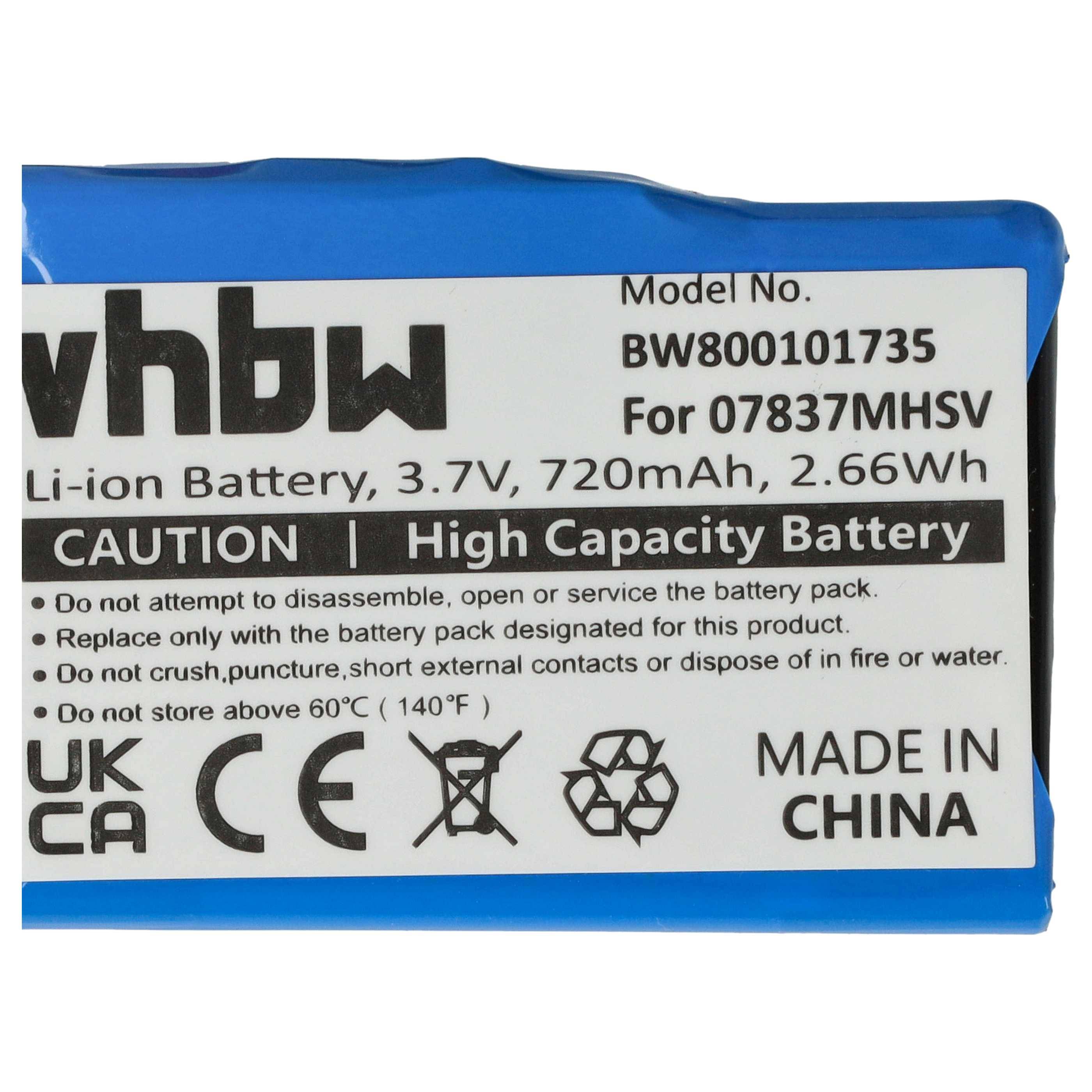 vhbw Akku kompatibel mit Becker Active 50 | 43 Talk, 43 Traffic, 43 Transit GPS Navigation Navi (720 mAh, 3,7 V, Li-Ion)-4