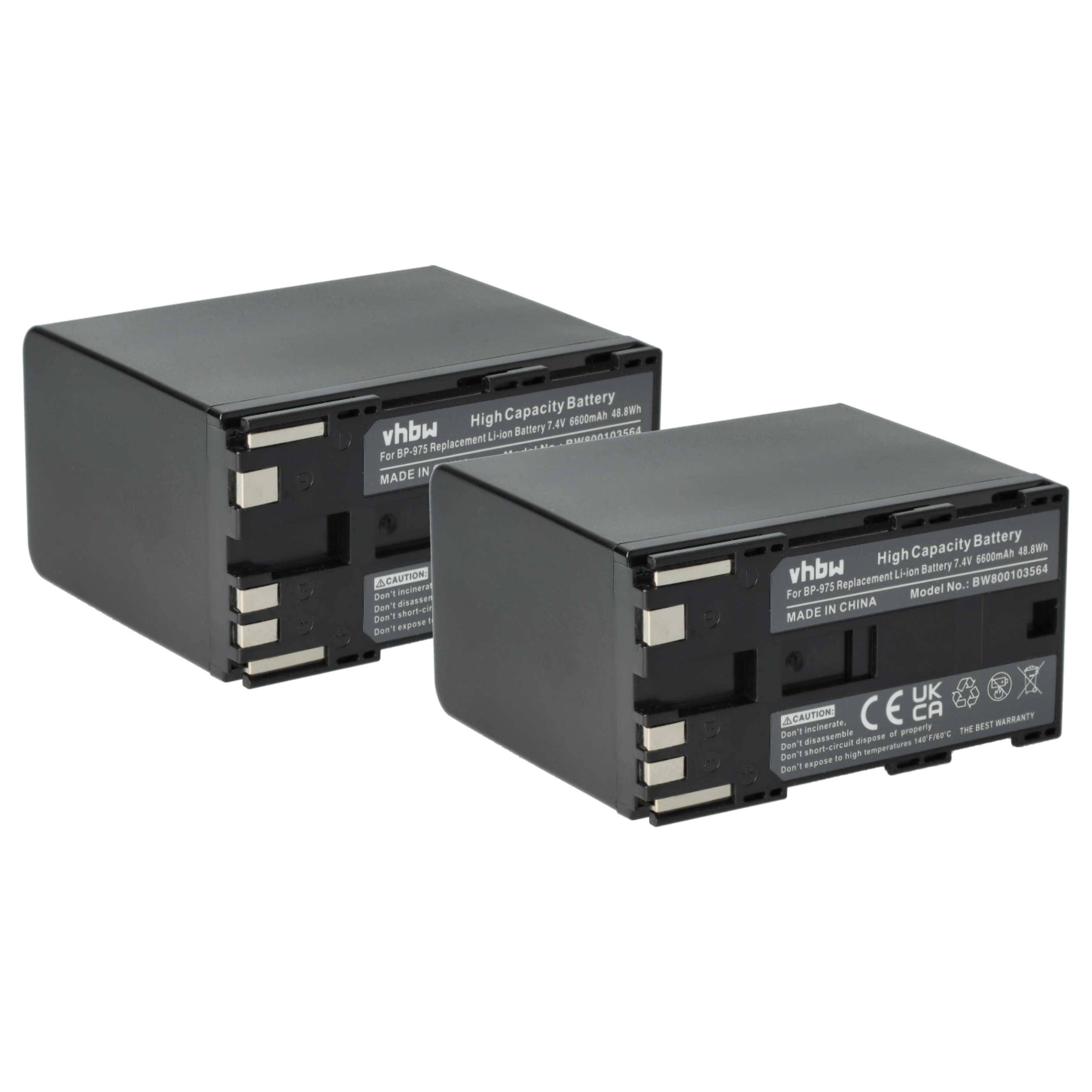 vhbw 2x Akku kompatibel mit Canon XF300 | XF305, XF100, XF105 Videokamera Camcorder (6600 mAh, 7,4 V, Li-Ion)-0