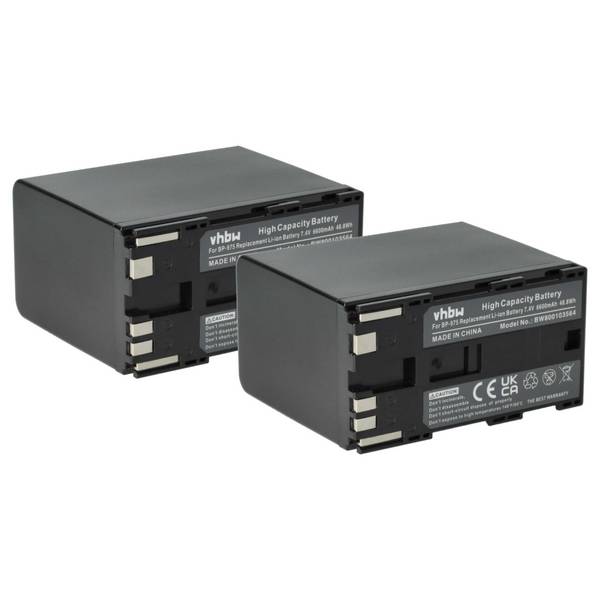 vhbw 2x Akku kompatibel mit Canon XF300 | XF305, XF100, XF105 Videokamera Camcorder (6600 mAh, 7,4 V, Li-Ion)