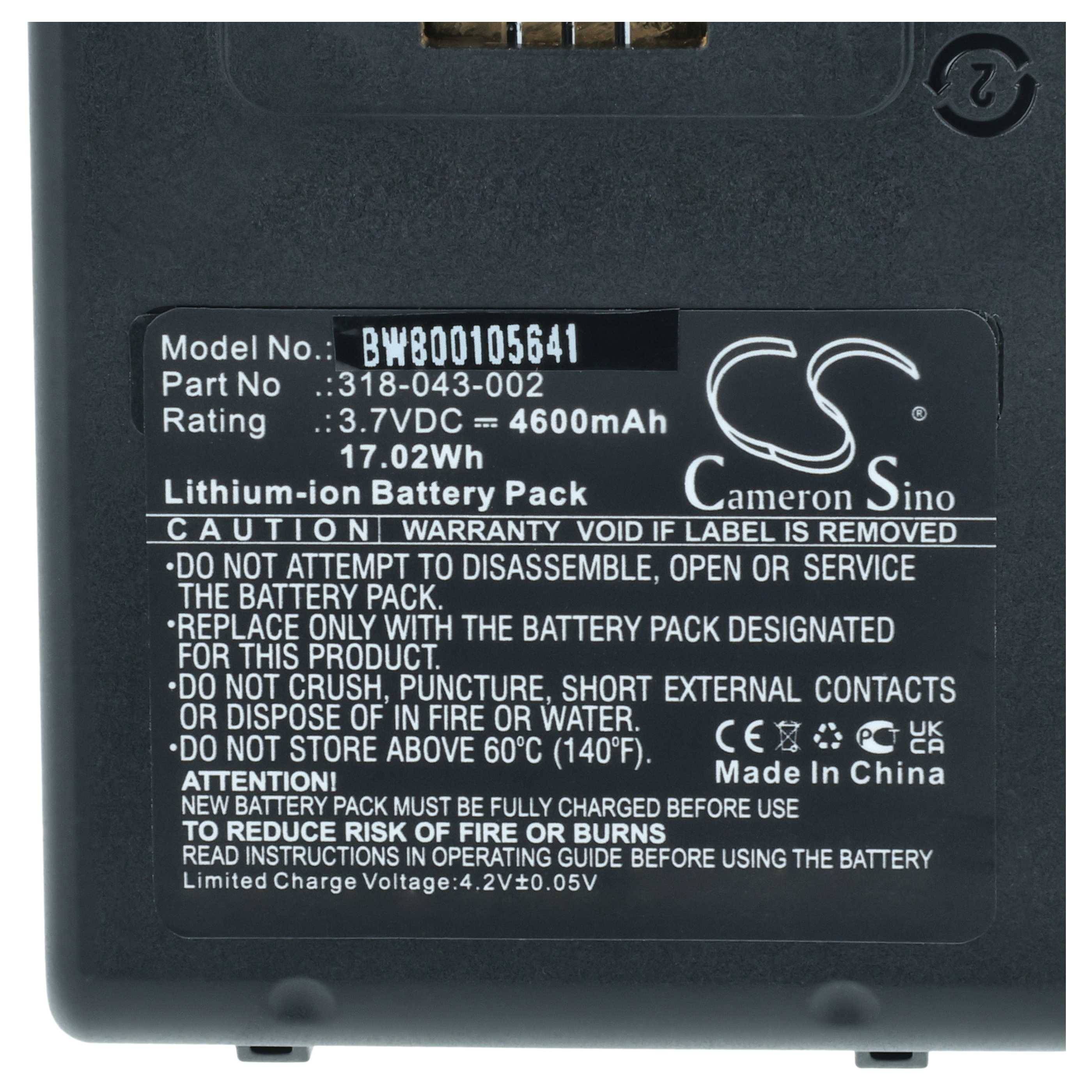 vhbw 2x Akku Ersatz für Intermec 318-043-012 | 318-043-002, 1000AB01, 318-043-022 für Barcodescanner POS (4600 mAh, 3,7-3
