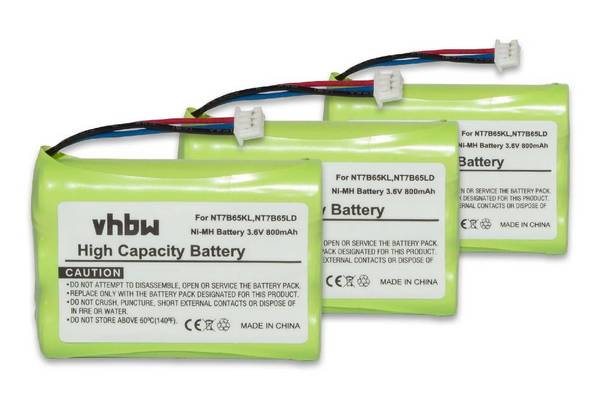 vhbw 3x Akku kompatibel mit Auerswald Comfort DECT 800 | 7430, 7420, 4145, 7449, 7440, 7439, 7434 schnurlos Festnetz