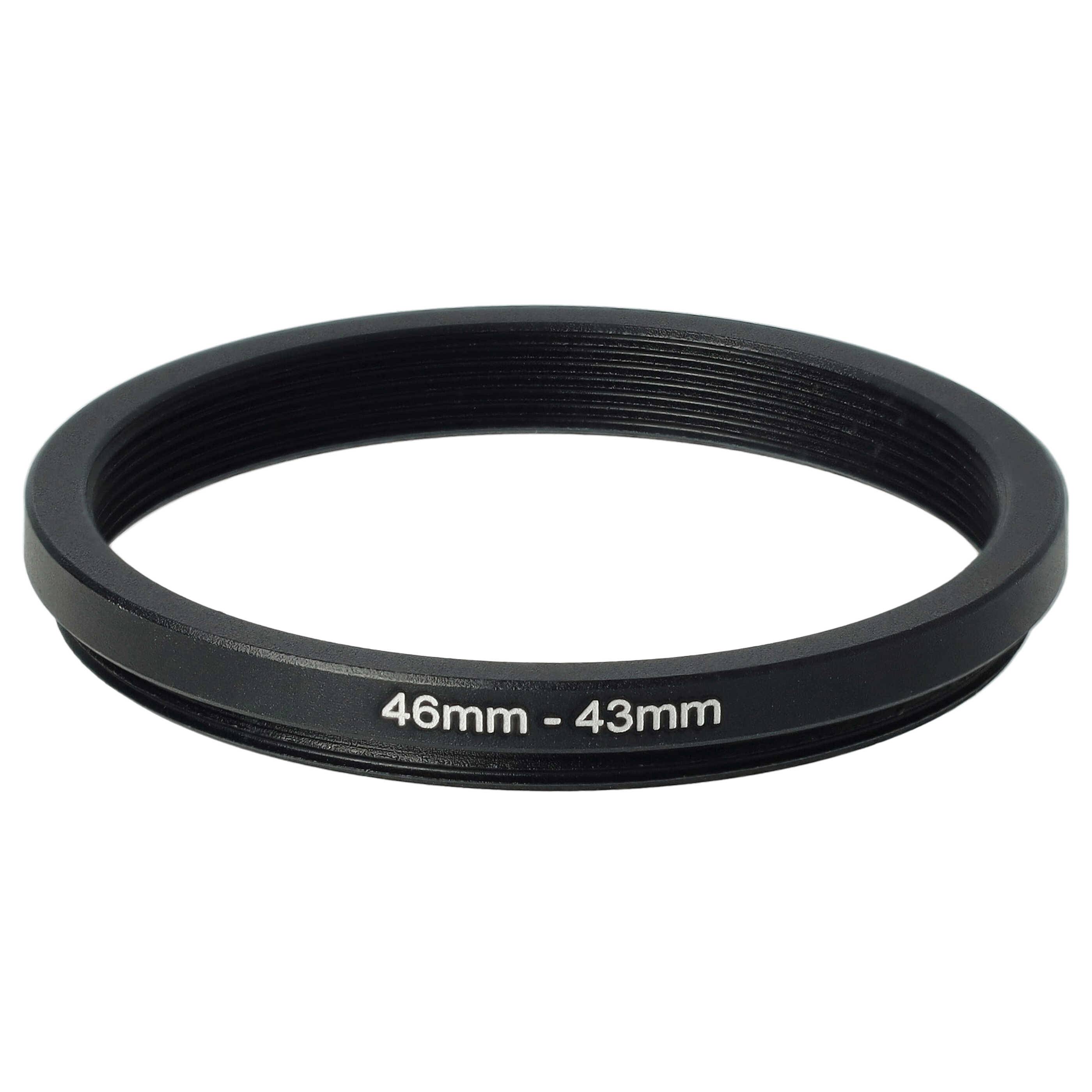 vhbw Step-Down-Ring Adapter von 46 mm auf 43 mm für Kamera Objektiv | Filteradapter, Metall Schwarz-0