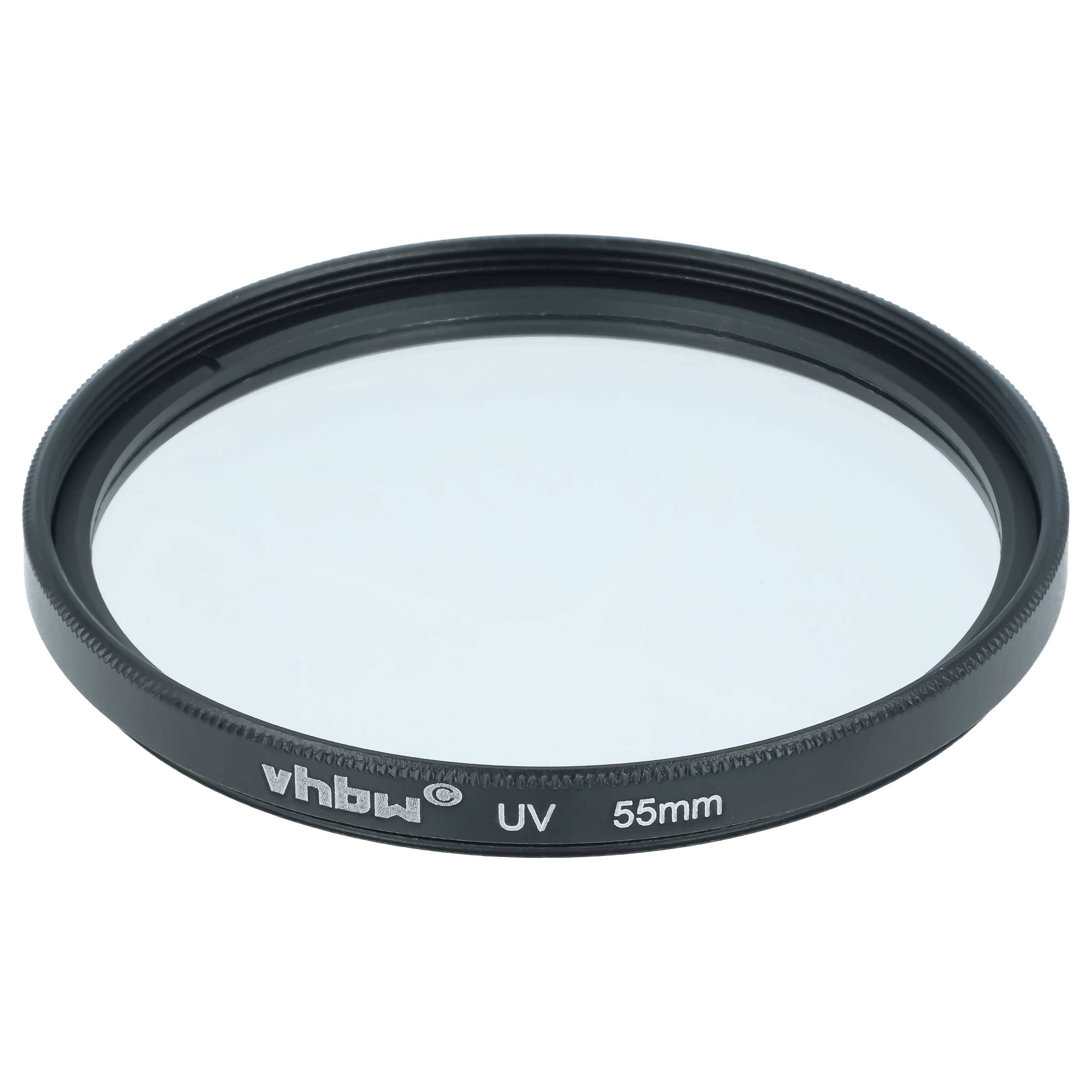 vhbw Universal UV Filter für Kamera Objektive mit 55mm Filtergewinde | UV Schutzfilter, Schwarz-0