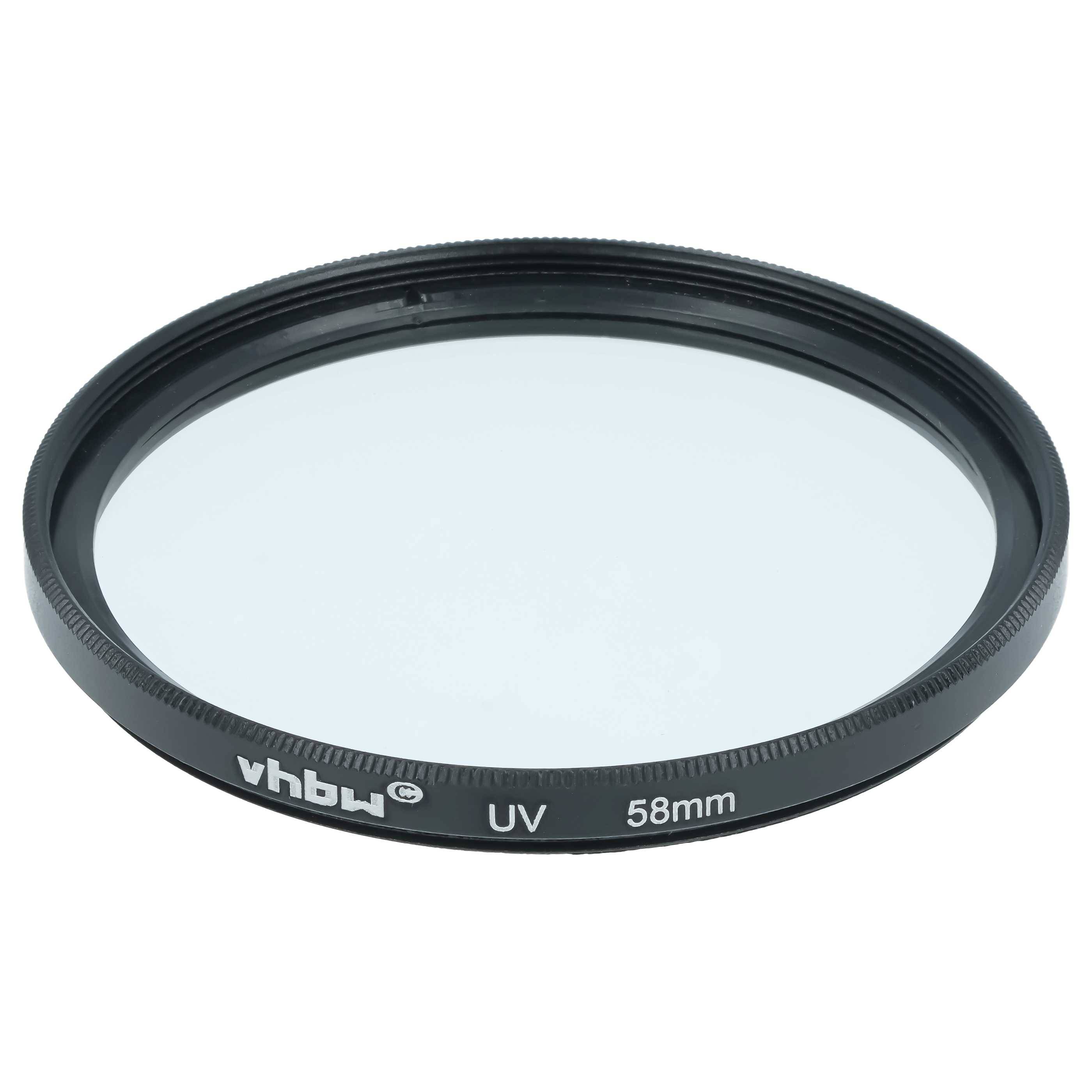 vhbw Universal UV Filter für Kamera Objektive mit 58mm Filtergewinde | UV Schutzfilter, Schwarz-0