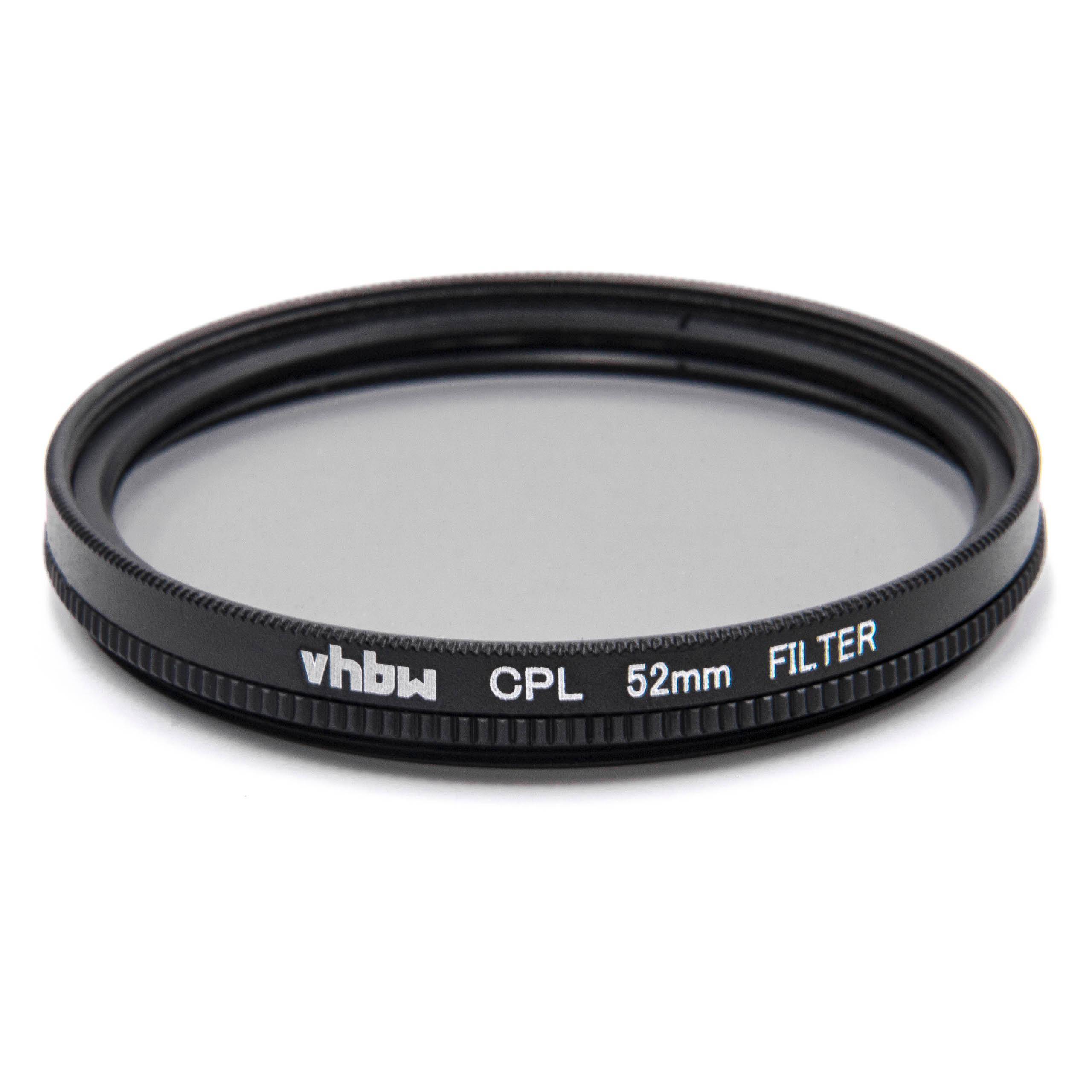 vhbw Polarisationsfilter für Objektive mit 52mm Filtergewinde | Zirkularer Polfilter (CPL), Schwarz, Kamera-0