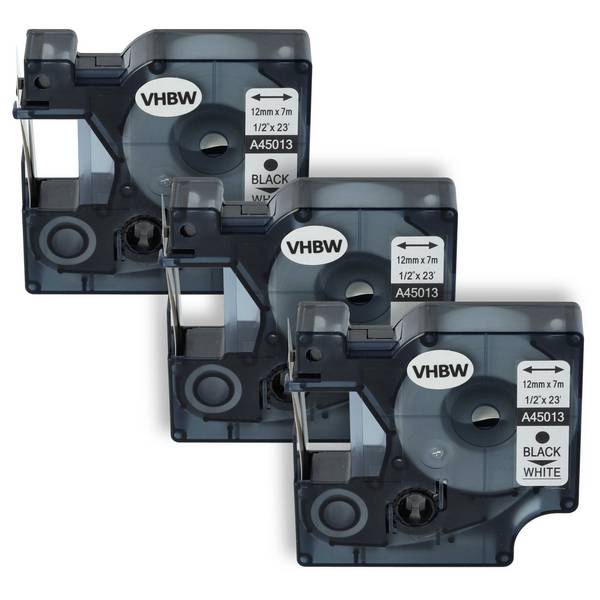 vhbw 3x Schriftband-Kassette kompatibel mit Dymo LabelManager 420P | 400, 450, 300, 350, 280, 360D, 350D