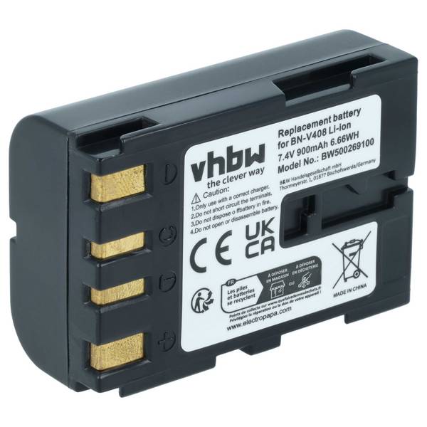 vhbw Akku kompatibel mit JVC DVL100 | DV3000, DVL107, DVL105, DV2000, DV1800, DVL108, DVL109 Videokamera Camcorder (900