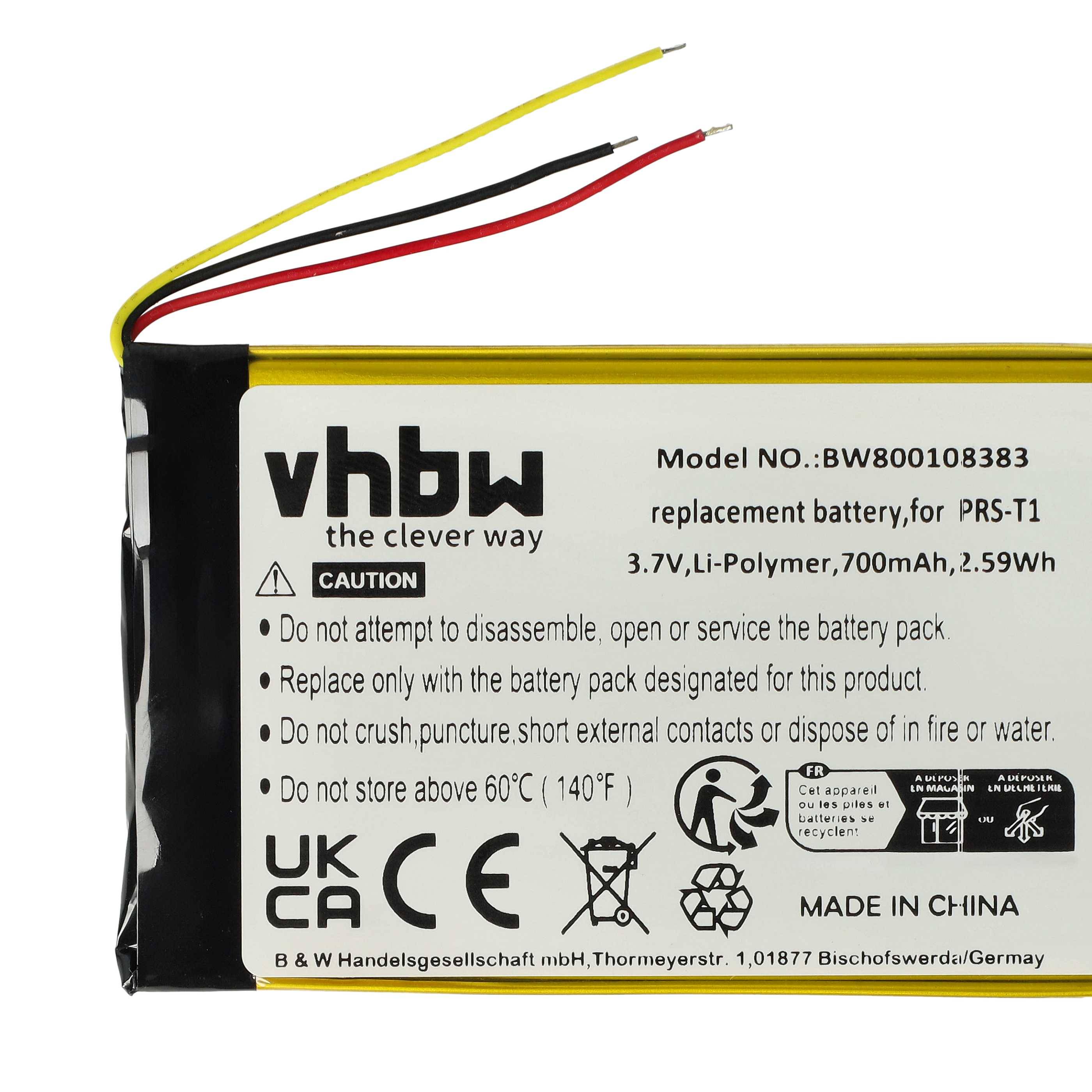 vhbw Akku kompatibel mit Sony Portable Reader PRS-T2 | PRS-T1 eBook Reader (700 mAh, 3,7 V, Li-Polymer)-4