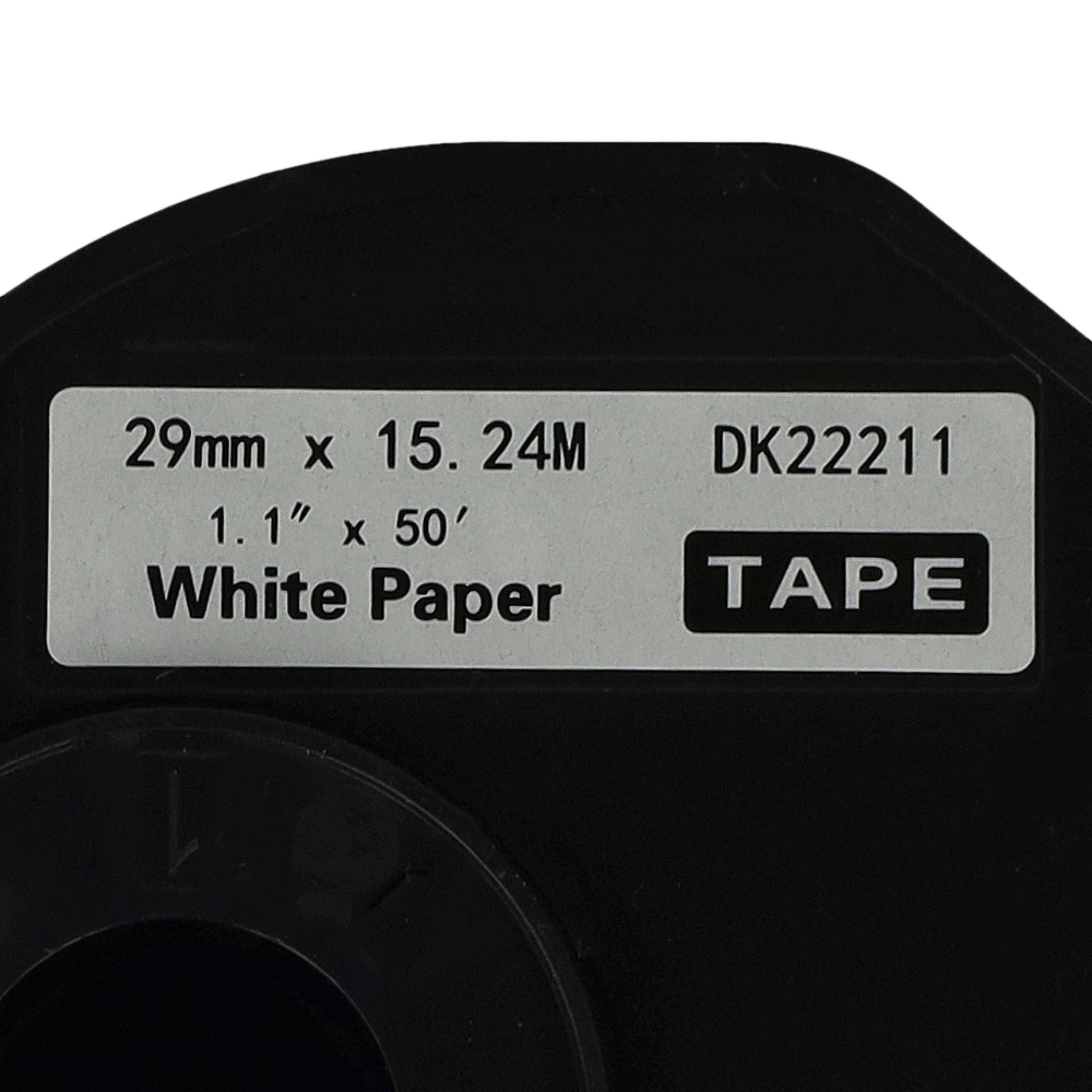 vhbw 3x Etiketten-Rolle mit Halter 29mm x 15,24m (1 Etikette) Ersatz für Brother DK-22211 für Etiketten-Drucker-3