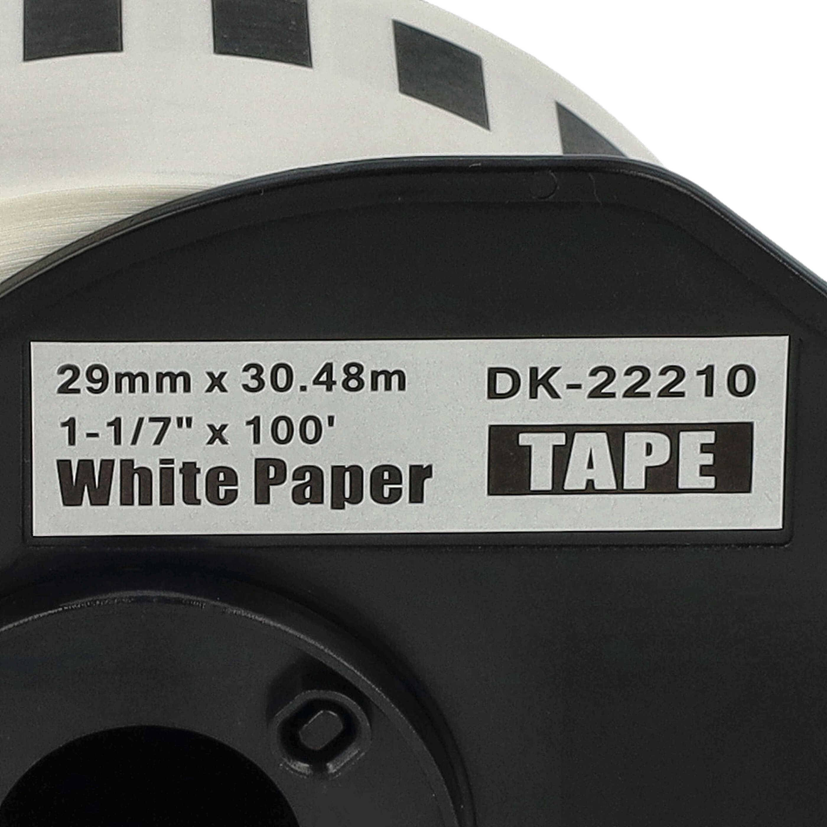 vhbw 2x Etiketten-Rolle mit Halter 29mm x 30,48m (1 Etikette) Ersatz für Brother DK-22210 für Etiketten-Drucker-3
