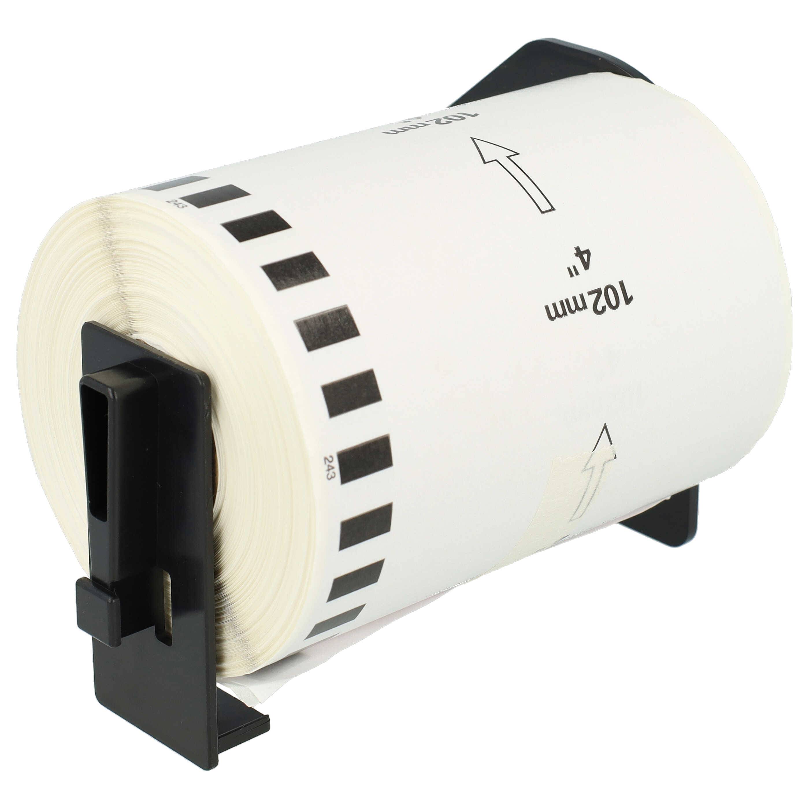vhbw 10x Etiketten-Rolle mit Halter kompatibel mit Brother PT QL1060N | QL-500, QL-500A Etiketten-Drucker 102mm x 30,48m-1