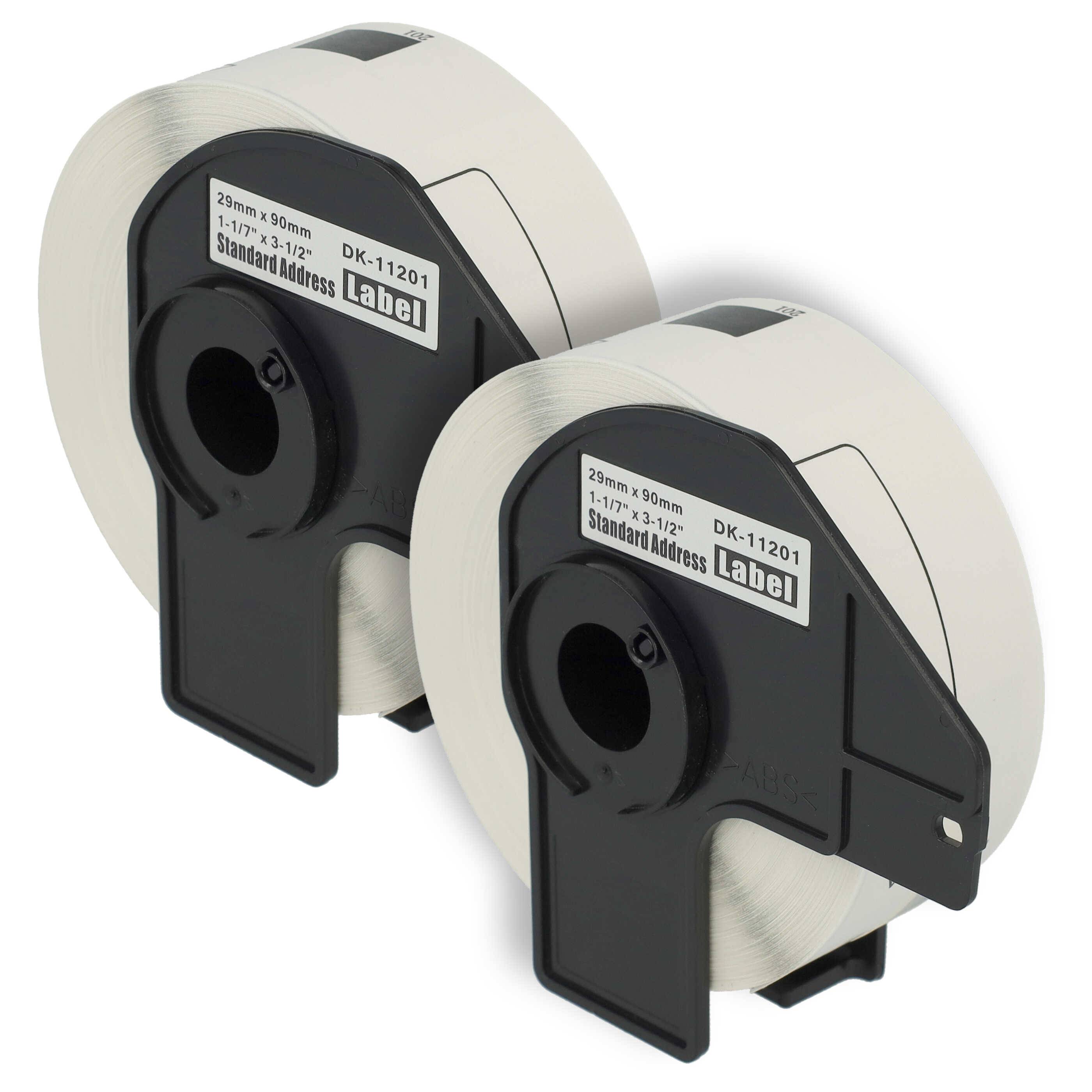 vhbw 2x Etiketten-Rolle mit Halter 29mm x 90mm (400 Etiketten) kompatibel mit Brother PT QL-820NWB Etiketten-Drucker-0