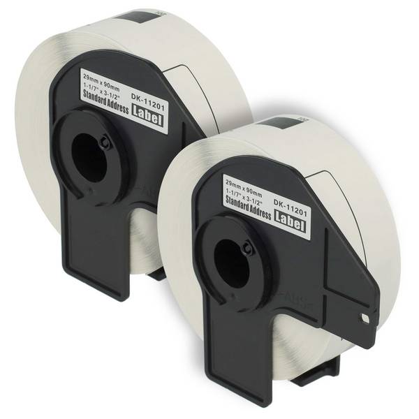 vhbw 2x Etiketten-Rolle mit Halter 29mm x 90mm (400 Etiketten) kompatibel mit Brother PT QL-820NWB Etiketten-Drucker
