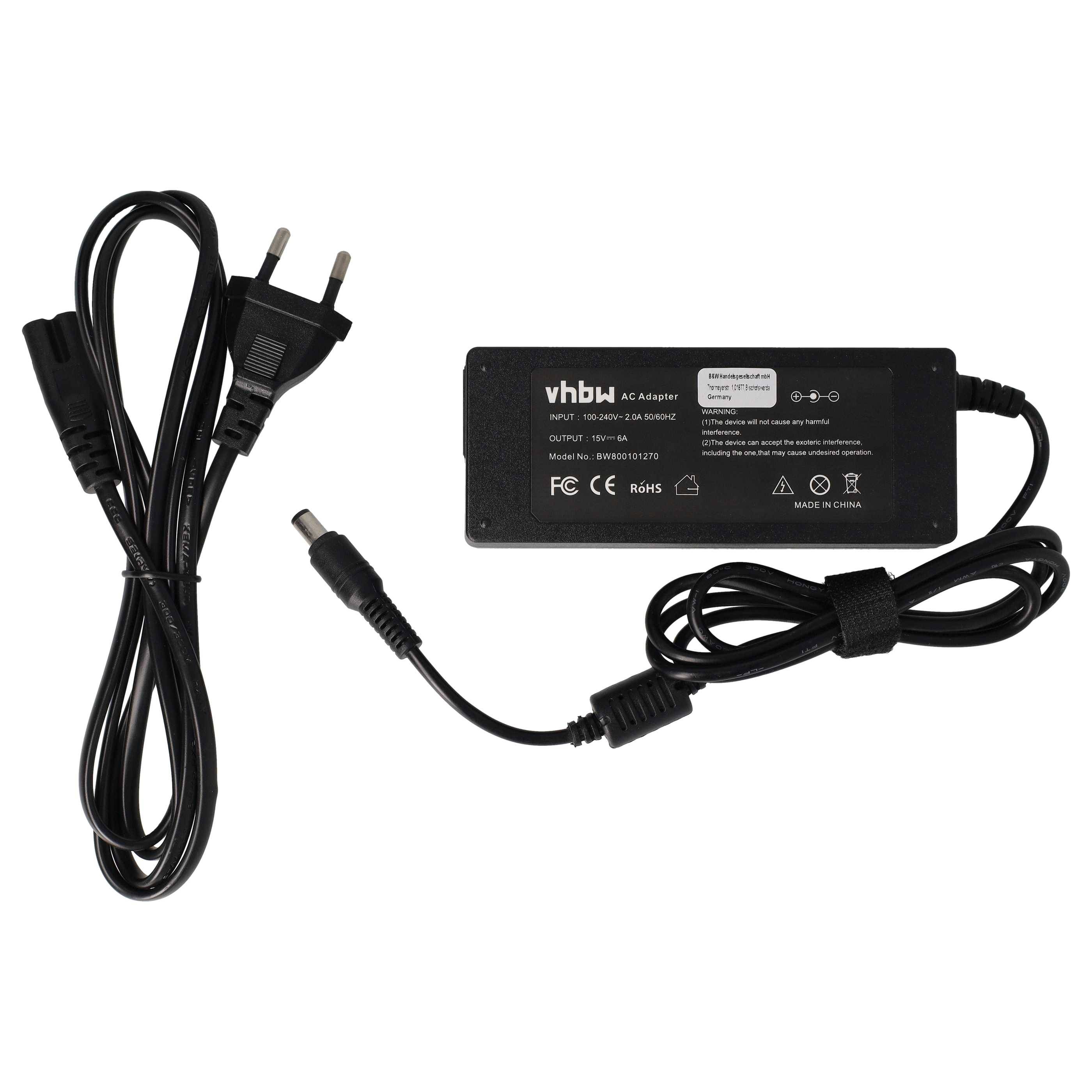 vhbw Netzteil kompatibel mit Toshiba Satellite 1415-S174 | 1800-S204, 1800-S254, 1500, 1555, 1800-S202 Notebook, 90 W-0