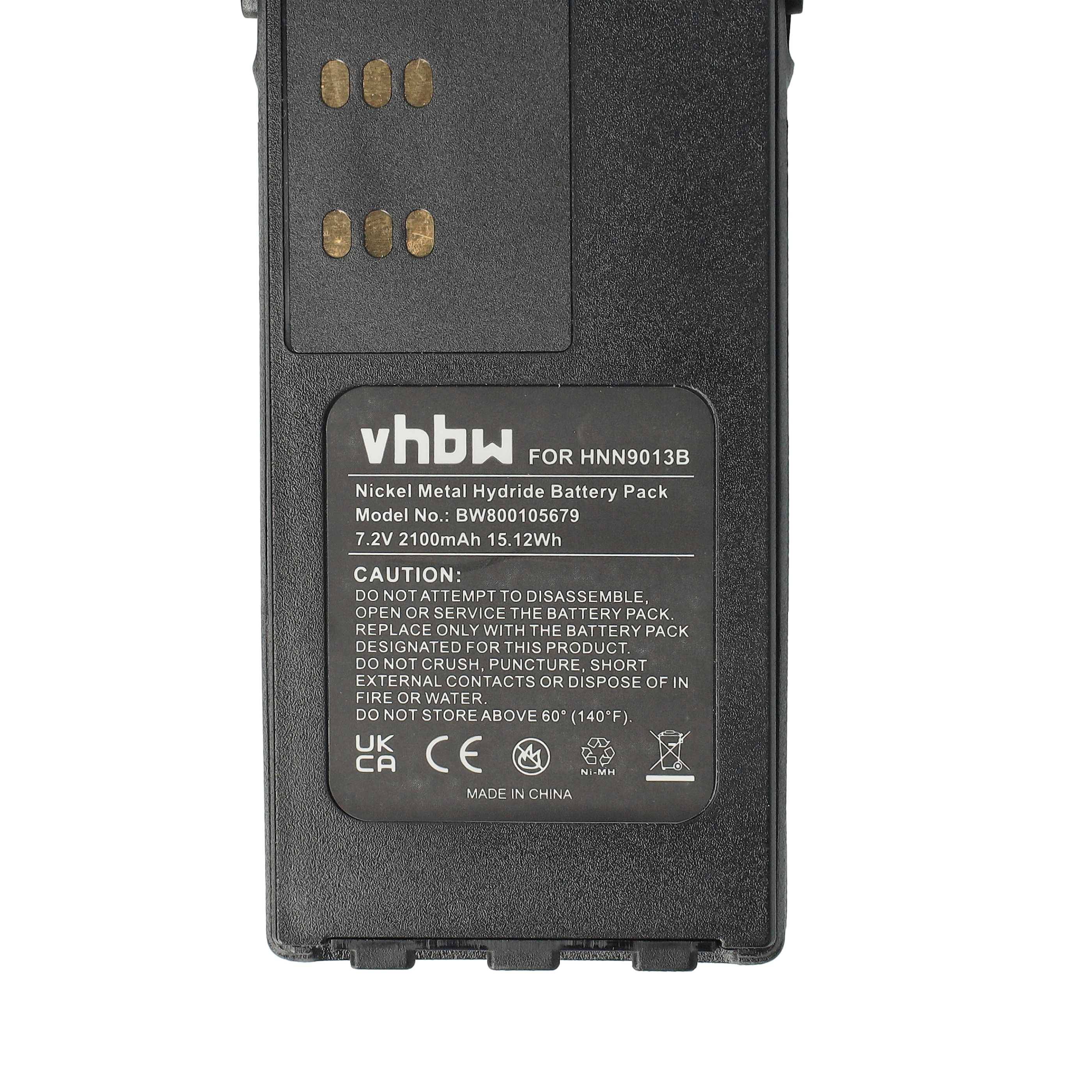 vhbw NiMh Akku 2100mAh (7.2V) kompatibel mit Funkgerät Motorola GP340 | GP360, GP380, GP540, GP580, GP640, GP680, HT1200-2