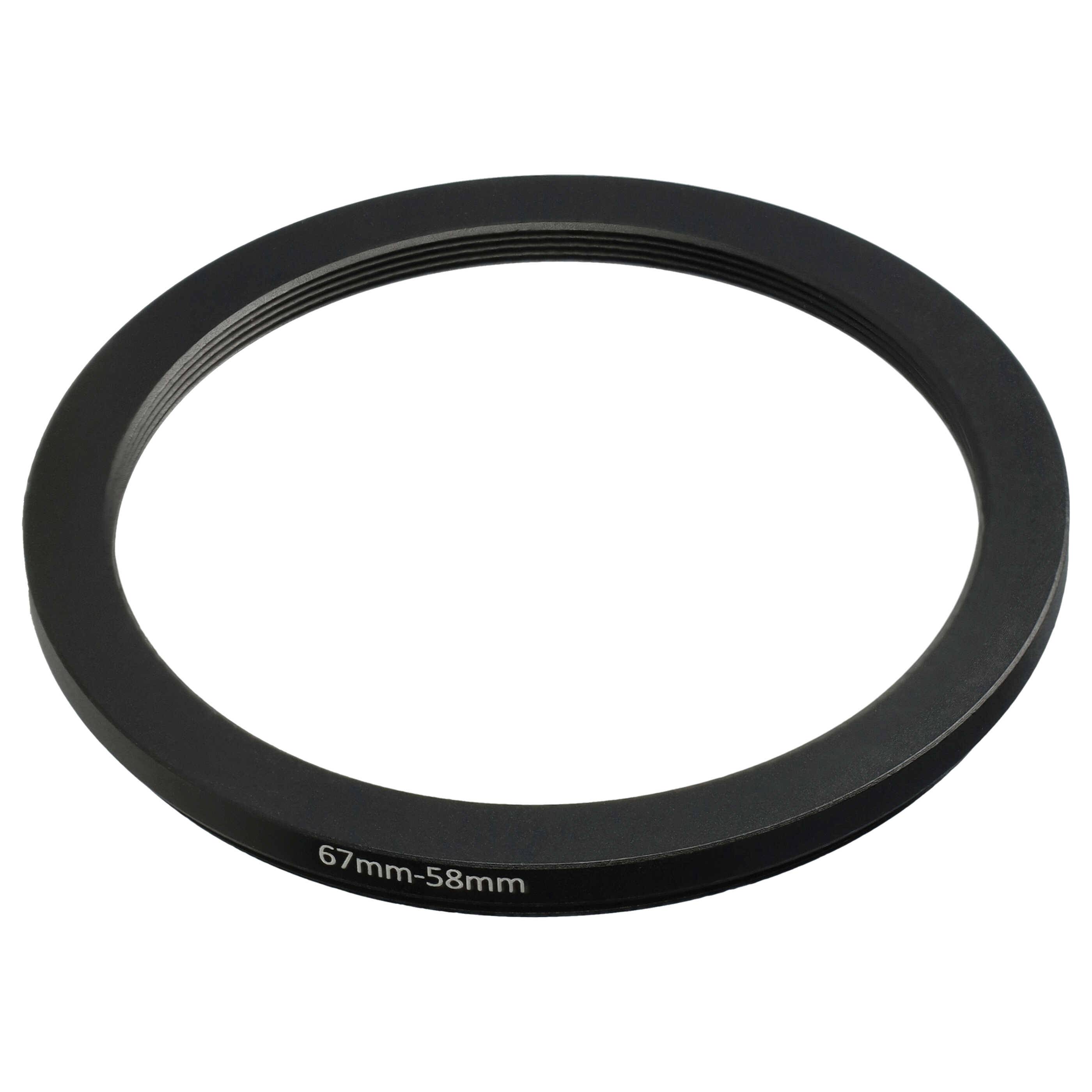 vhbw Step-Down-Ring Adapter von 67 mm auf 58 mm für Kamera Objektiv | Filteradapter, Metall, Schwarz-0
