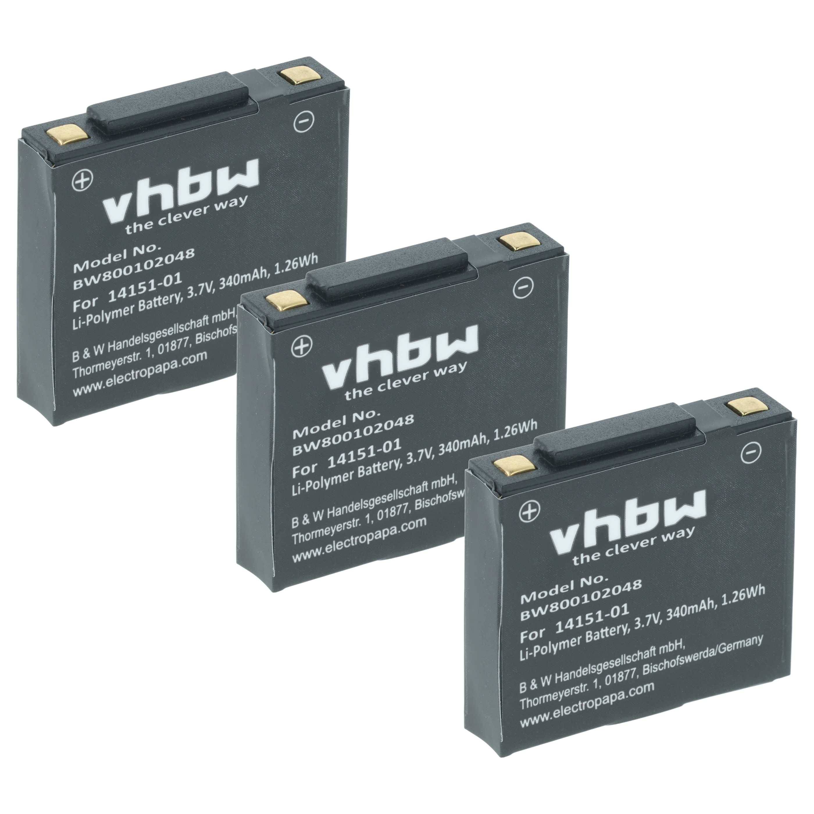 vhbw 3x Akku kompatibel mit GN Netcom Jabra 9120 | GN9120, 9125, GN9125, GN9120 Flex Wireless Headset Kopfhörer (340 mAh-0