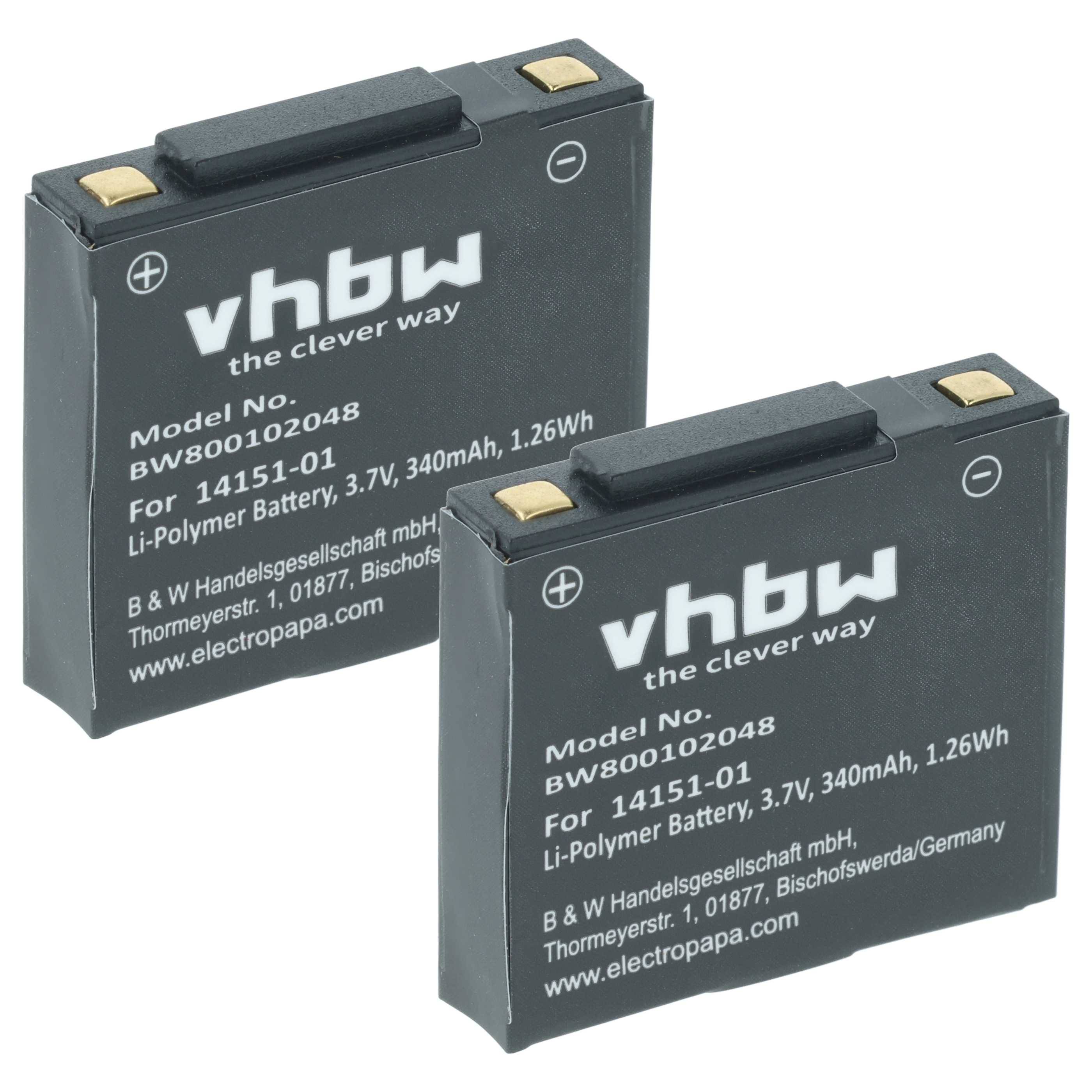 vhbw 2x Akku kompatibel mit GN Netcom Jabra GN9125 Flex | GN9125 Micro, GN9125 Mini Wireless Headset Kopfhörer (340 mAh-0