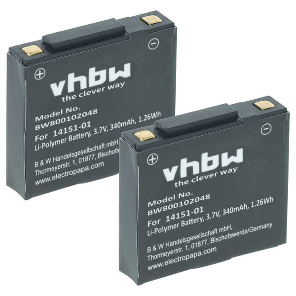 vhbw 2x Akku kompatibel mit GN Netcom Jabra GN9125 Flex | GN9125 Micro, GN9125 Mini Wireless Headset Kopfhörer (340 mAh