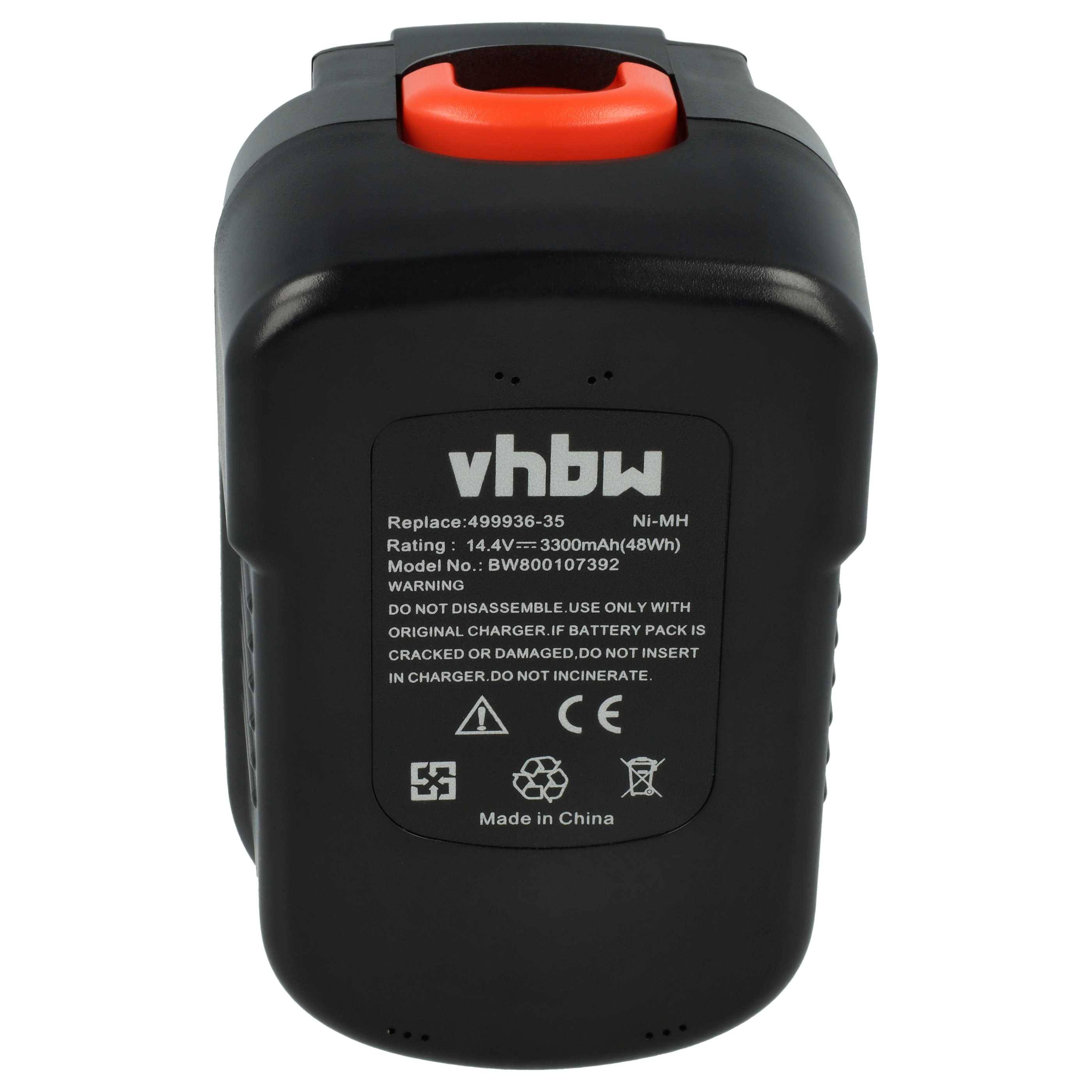 vhbw Akku kompatibel mit Black & Decker HP148F2 | HP148F2B, HP146FBH, HP148F3B, HP148F2K, HP148F2R Werkzeug (3300 mAh-4