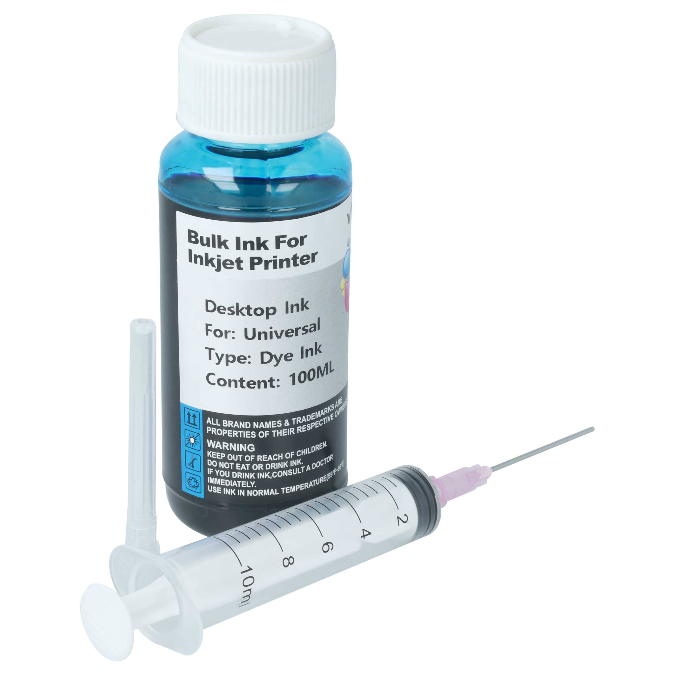 vhbw 4x Nachfülltinte für Drucker | Refillset Dye Cyan, Dye Magenta, Dye Schwarz, Dye Yellow, 100ml-2