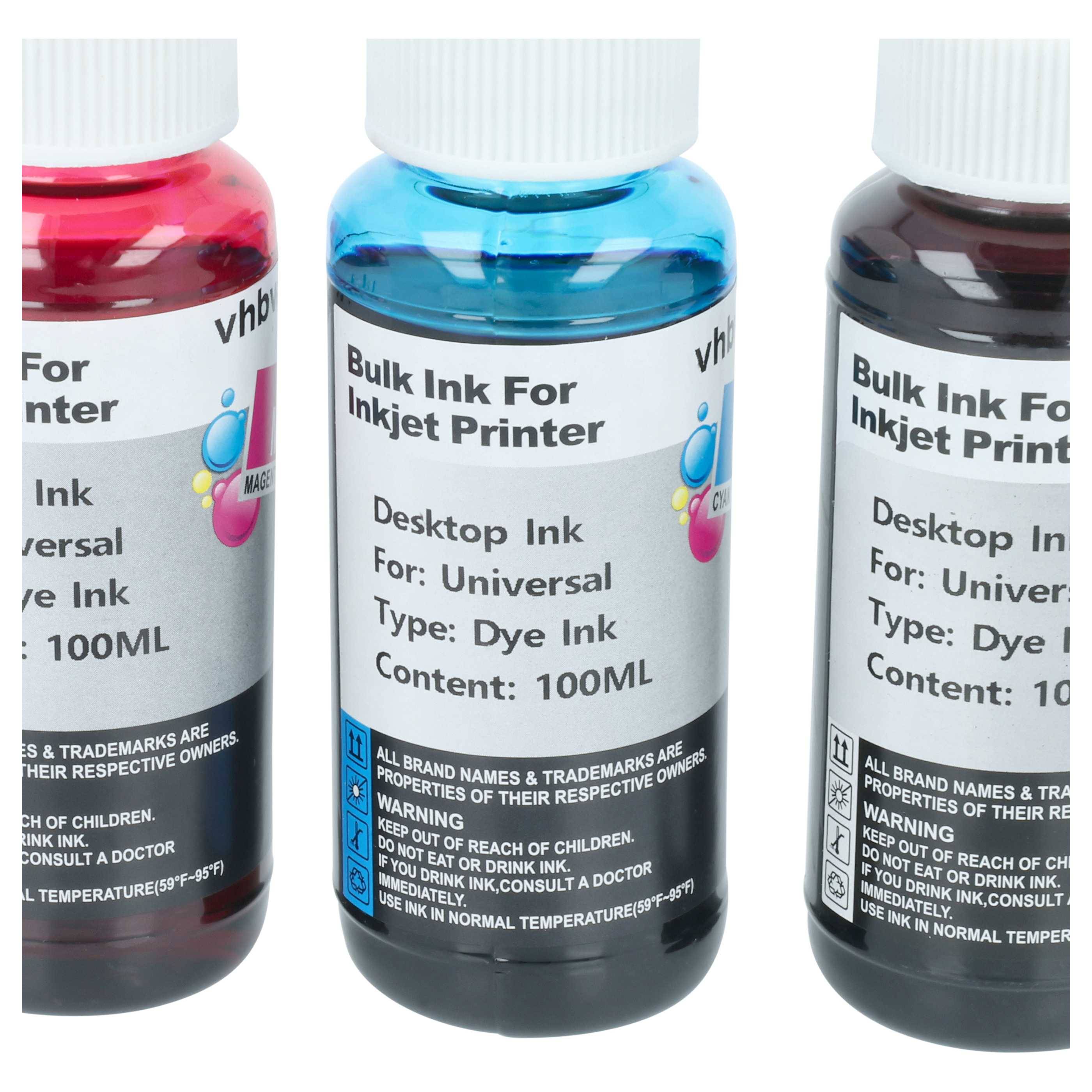 vhbw 4x Nachfülltinte für Drucker | Refillset Dye Cyan, Dye Magenta, Dye Schwarz, Dye Yellow, 100ml-3