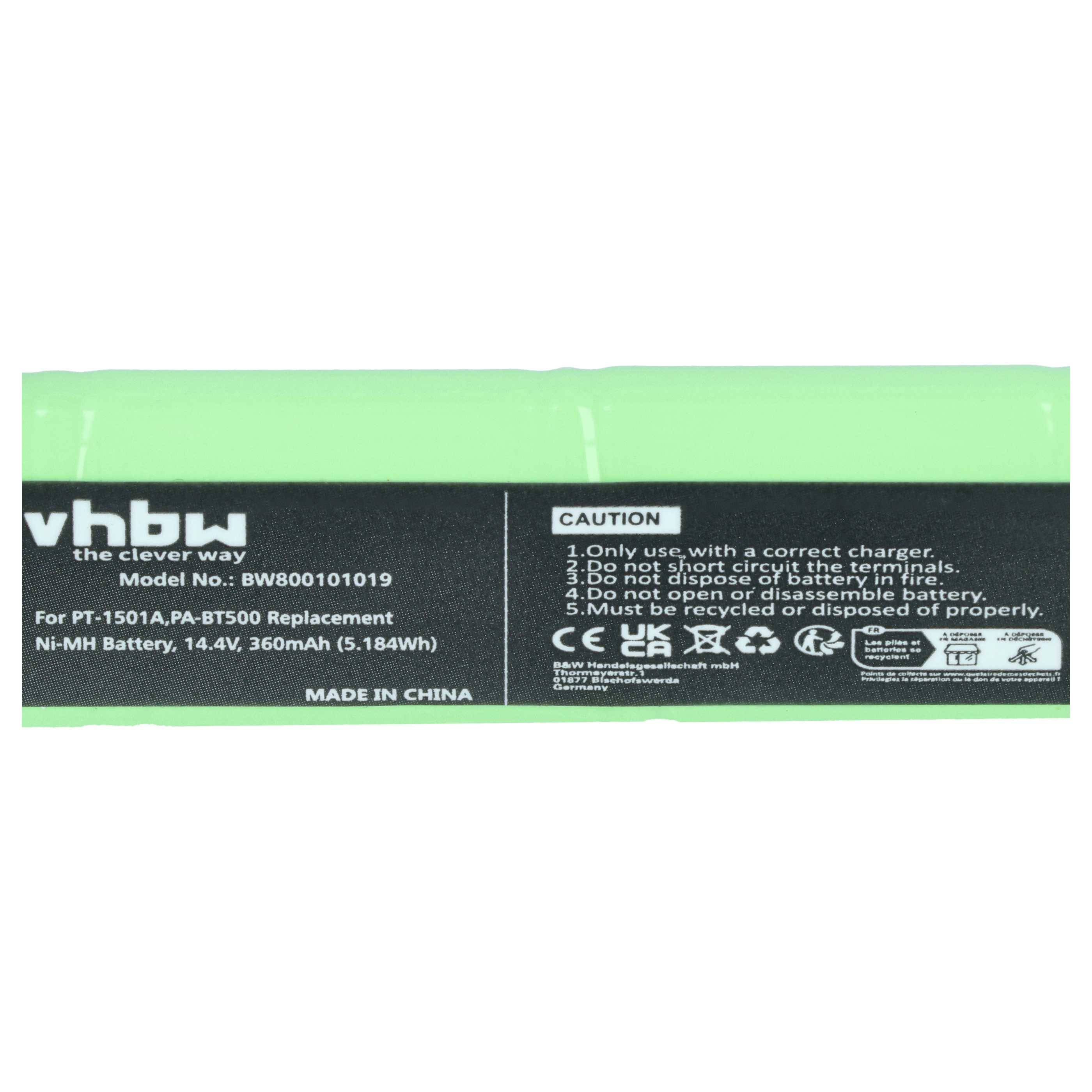 vhbw Akku kompatibel mit Pentax PocketJet 200 | PocketJet 3 Drucker Kopierer Scanner Etiketten-Drucker (360 mAh, 14,4 V-2