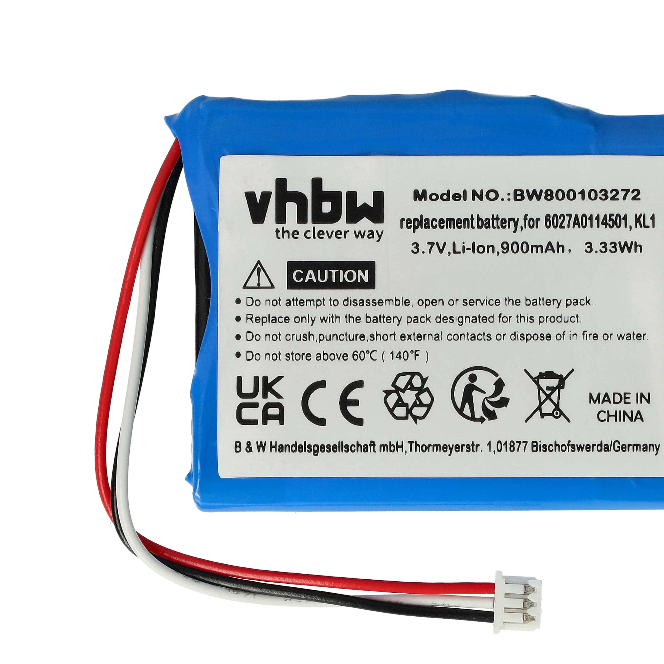 vhbw Akku Ersatz für TomTom 6027A0114501 | KL1 für GPS Navigation Navi (900 mAh, 3,7 V, Li-Ion)-4
