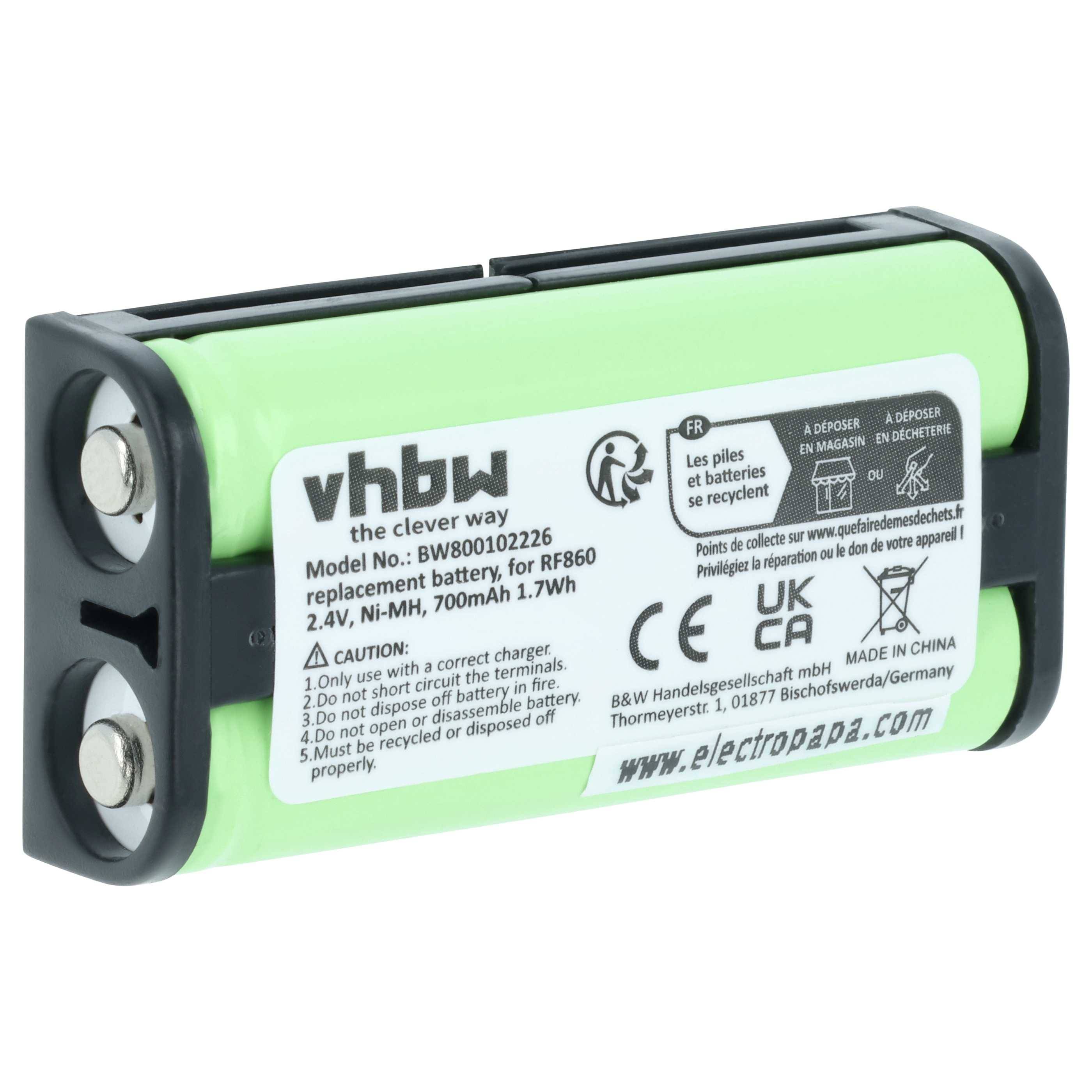 vhbw Akku kompatibel mit Sony MDR-RF850RK | MDR-RF855, MDR-RF855RK, MDR-RF855R Wireless Headset Kopfhörer (700mAh, 2,4V