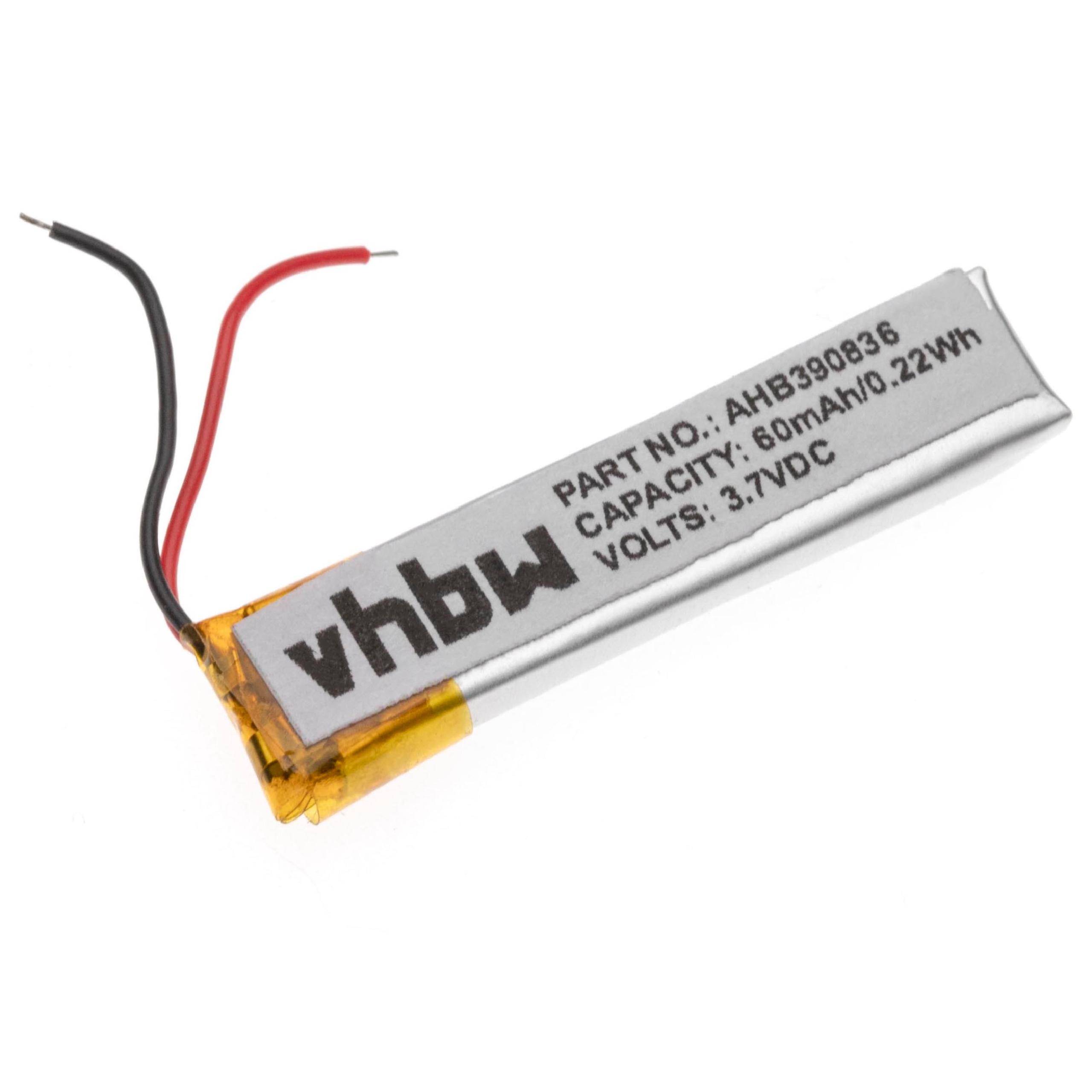 vhbw Akku kompatibel mit Jabra Sport Stereo | 100-96600003-60, 100-96600003-02 Wireless Headset Kopfhörer (60 mAh, 3,7 V-0