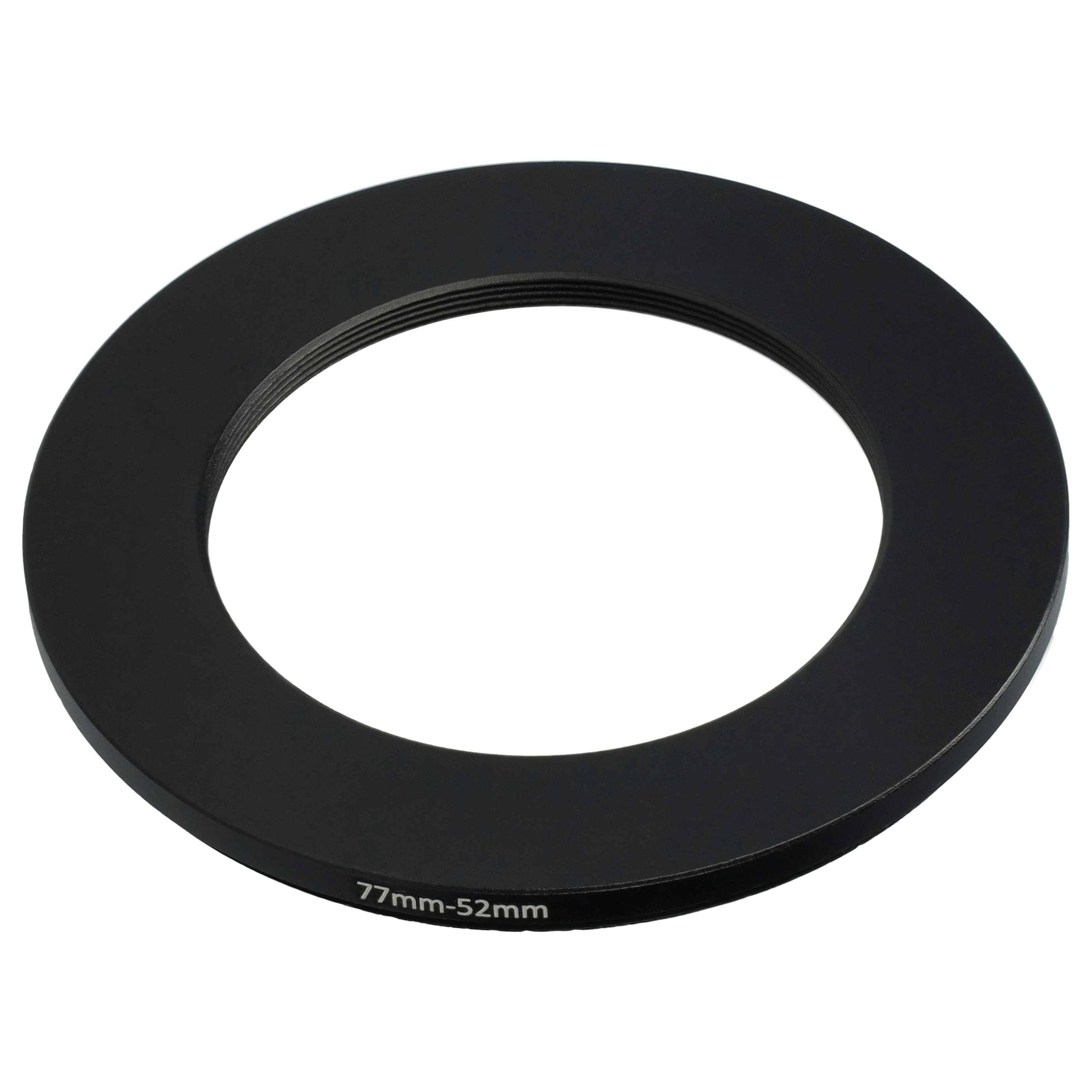 vhbw Step-Down-Ring Adapter von 77 mm auf 52 mm für Kamera Objektiv | Filteradapter, Metall Schwarz-0