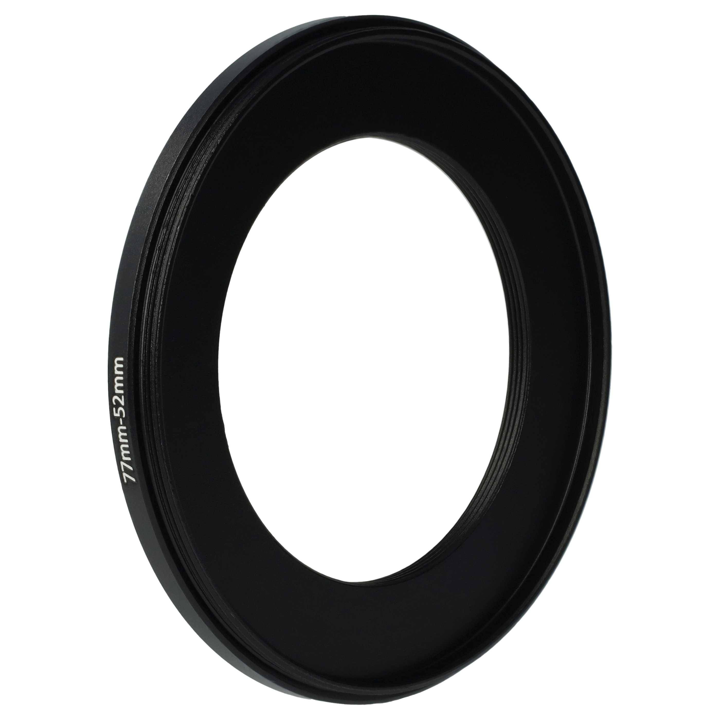 vhbw Step-Down-Ring Adapter von 77 mm auf 52 mm für Kamera Objektiv | Filteradapter, Metall Schwarz-1