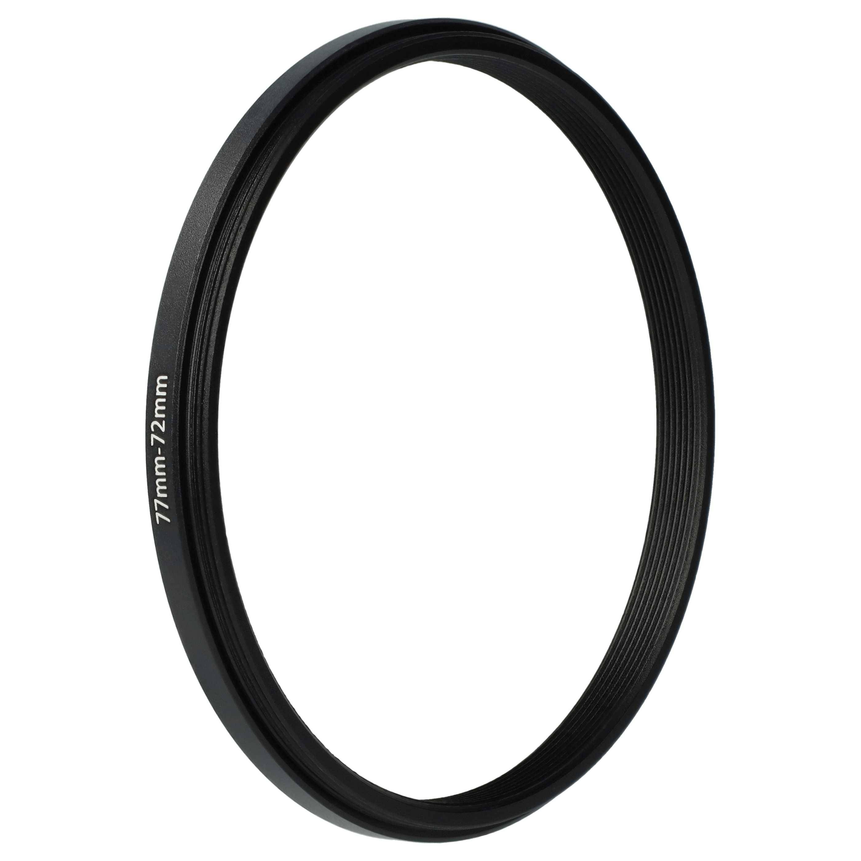 vhbw Step-Down-Ring Adapter von 77 mm auf 72 mm für Kamera Objektiv | Filteradapter, Metall Schwarz-1