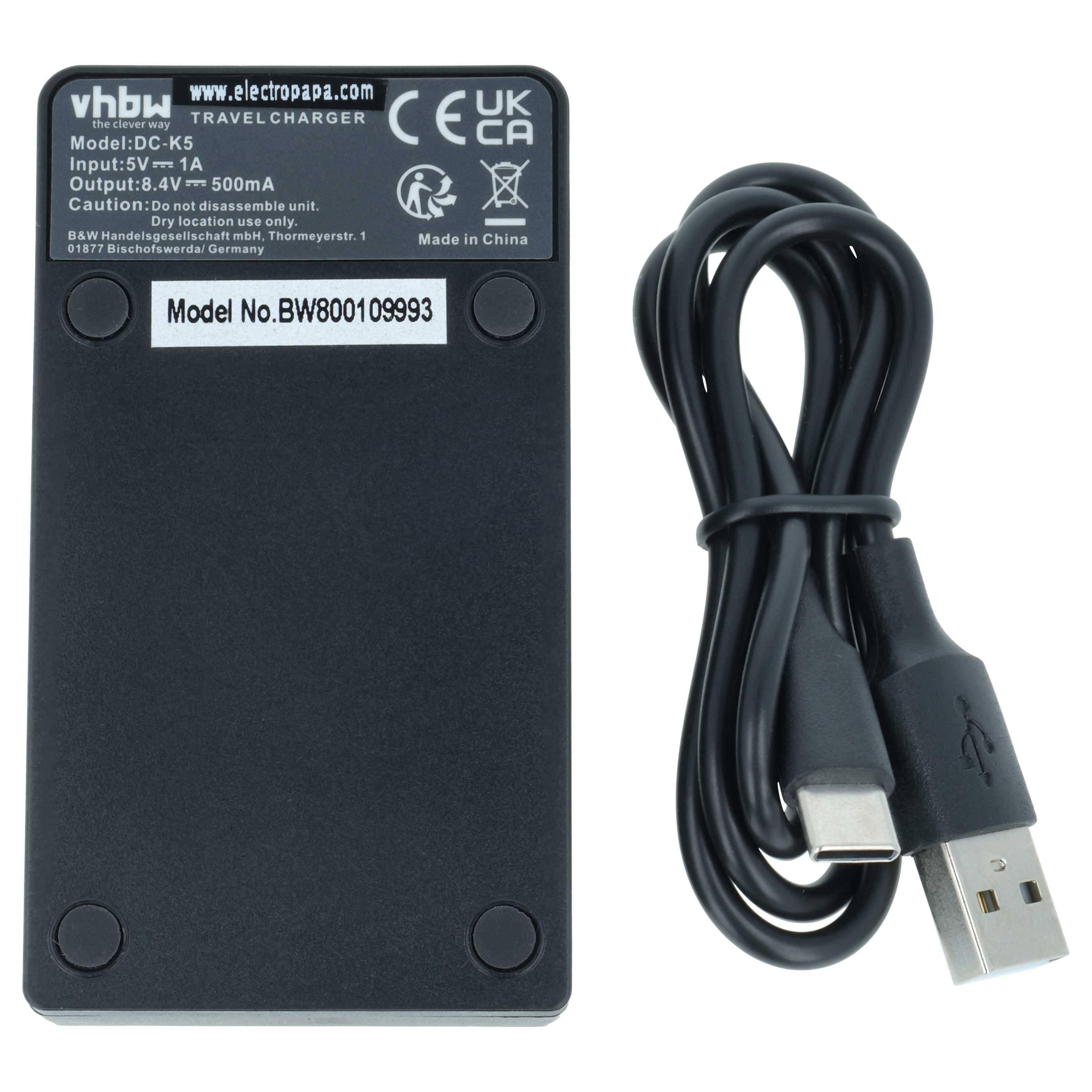 vhbw USB-C Ladegerät kompatibel mit Panasonic DMC-BMB9 | DMW-BMB9E Kamera Camcorder - Ladeschale + USB-C Kabel-2