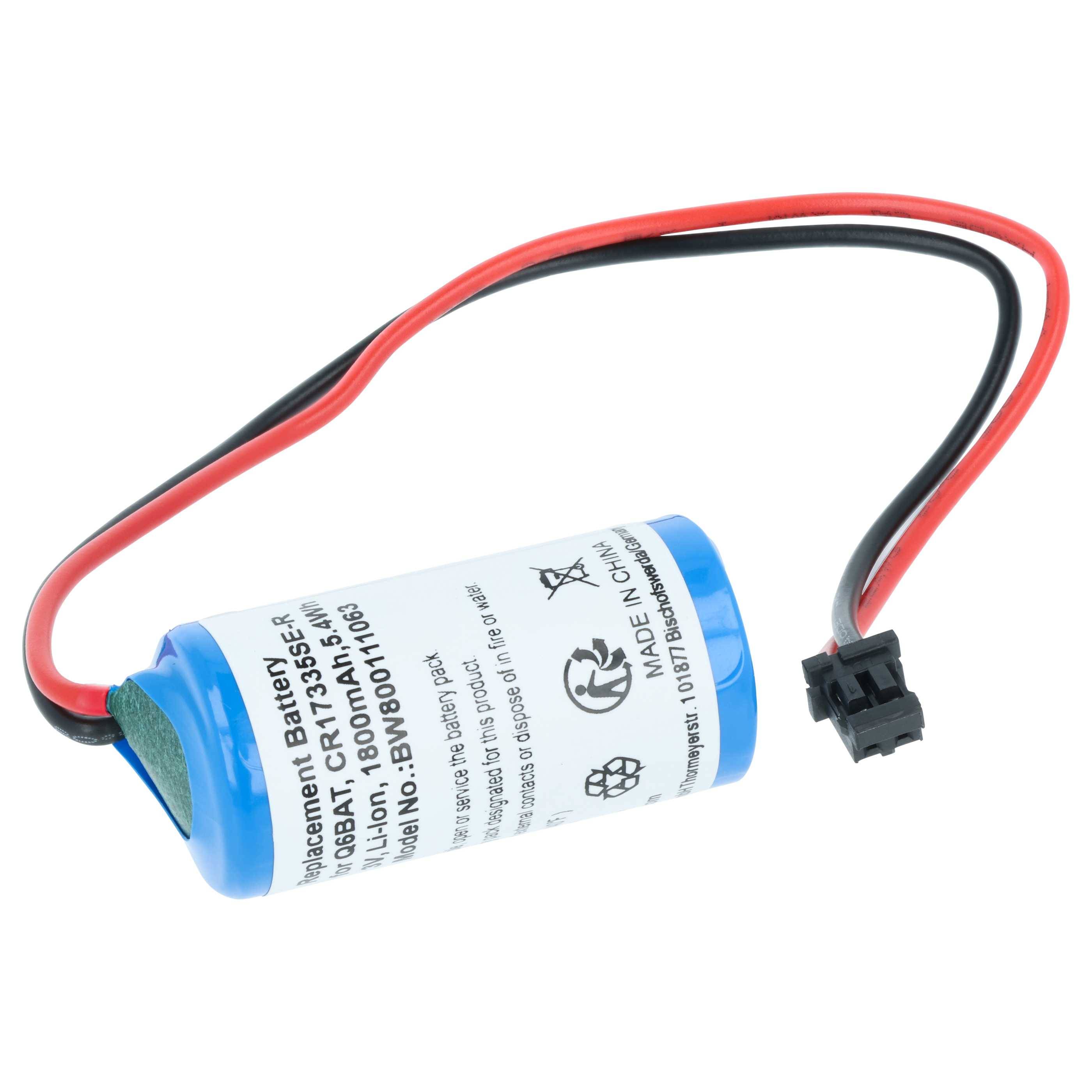 vhbw Batterie Ersatz für Sanyo GT15-Bat | ER2/3A, CR17335SE-R für Steuereinheit (1800 mAh, 3 V, Li-Ion)-0