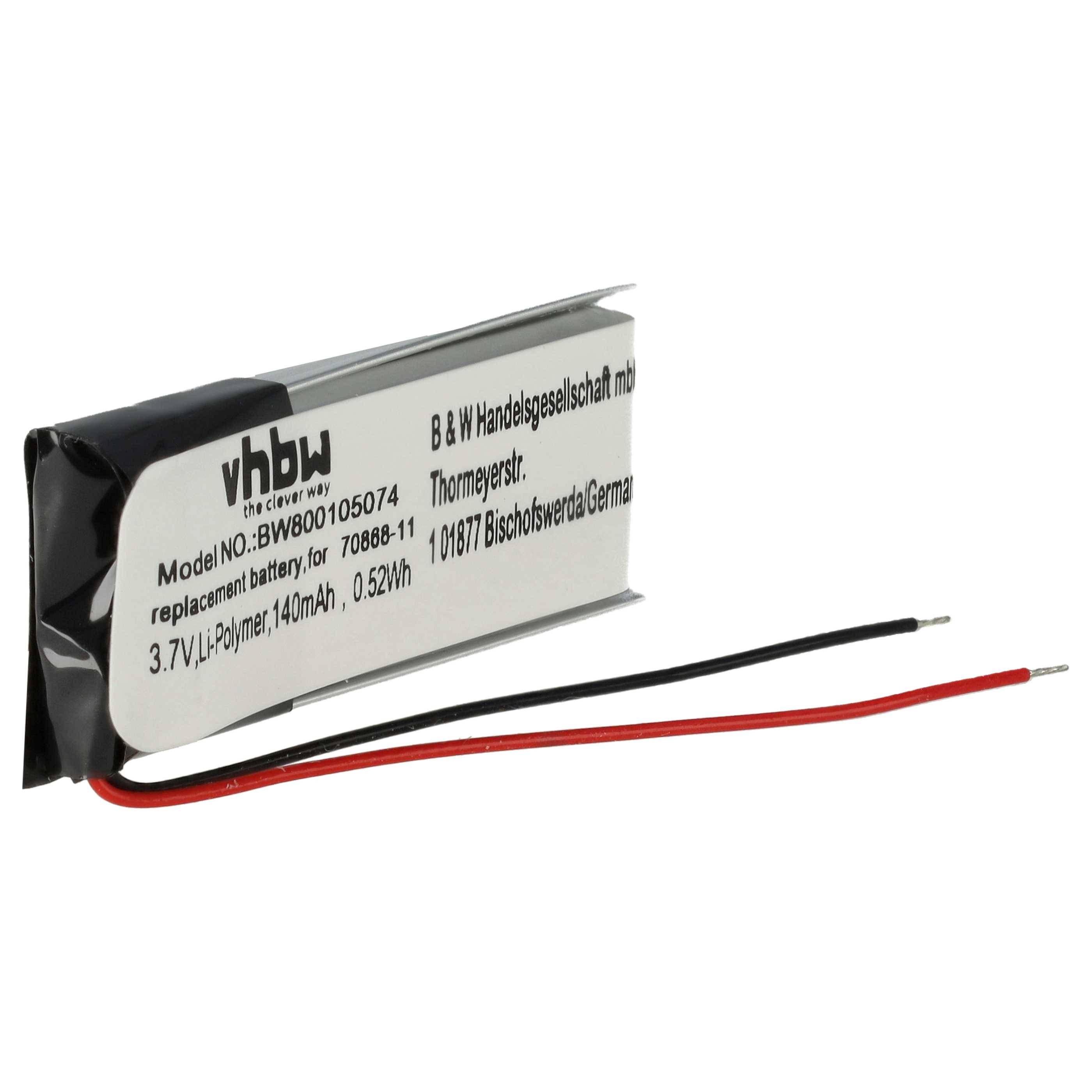 vhbw Akku kompatibel mit JBL T110BT | E25BT Wireless Headset Kopfhörer (140 mAh, 3,7 V, Li-Polymer)