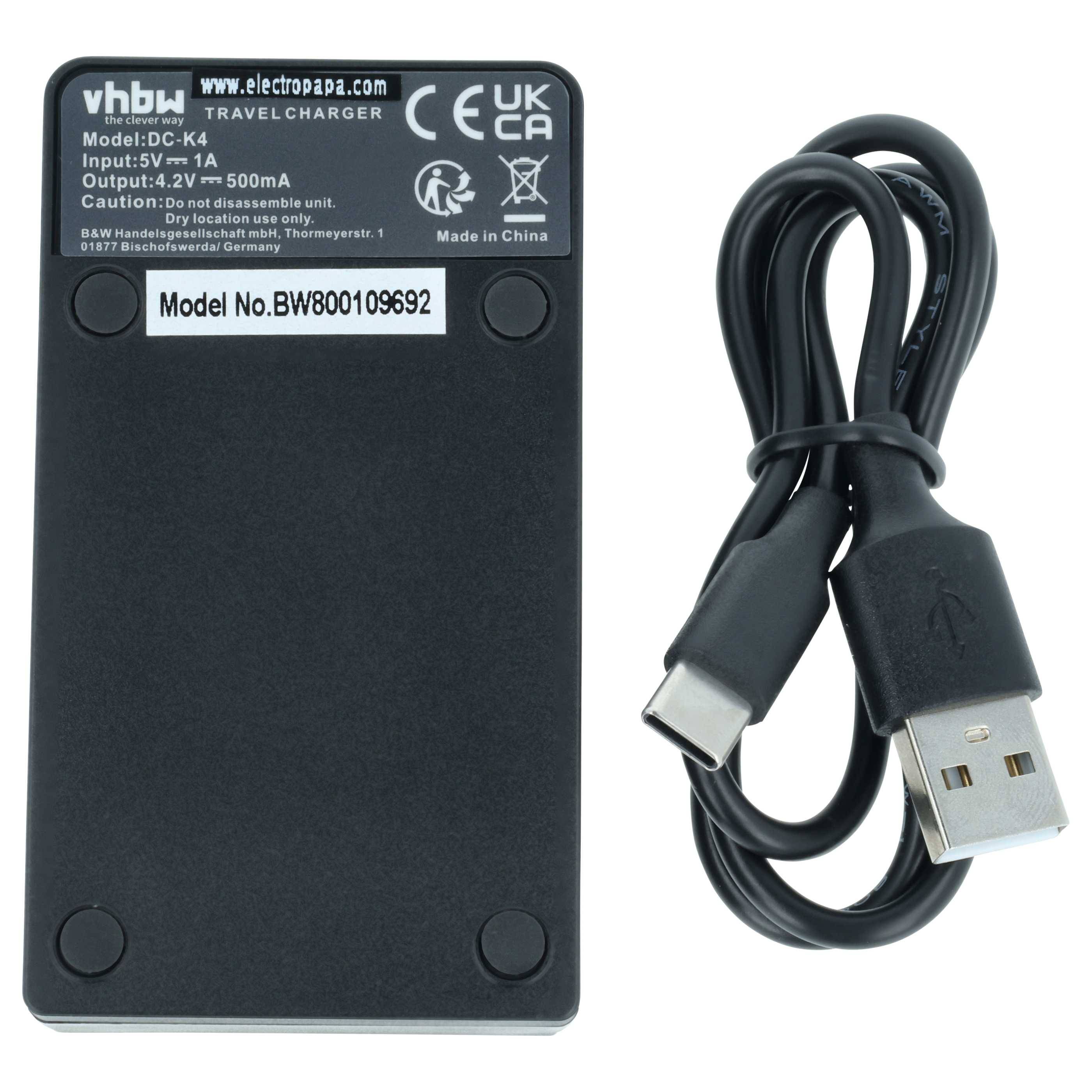 vhbw USB Ladegerät kompatibel mit Casio Exilim EX-Z350, EX-Z550, EX-Z800, EX-ZS100, EX-ZS150, EX-ZS5, EX-ZS6 Kamera-2