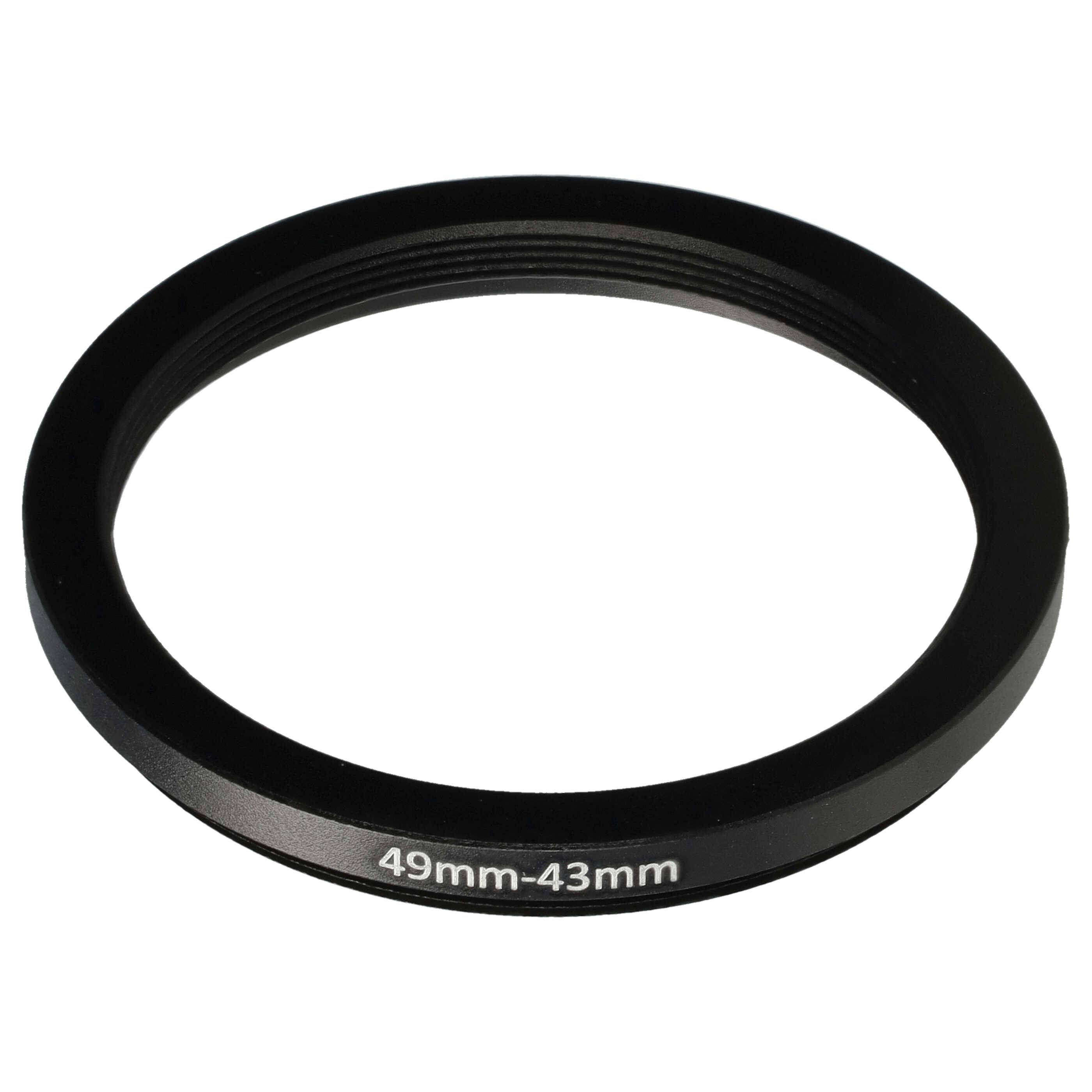 vhbw Step-Down-Ring Adapter von 49 mm auf 43 mm für Kamera Objektiv | Filteradapter, Metall Schwarz-0