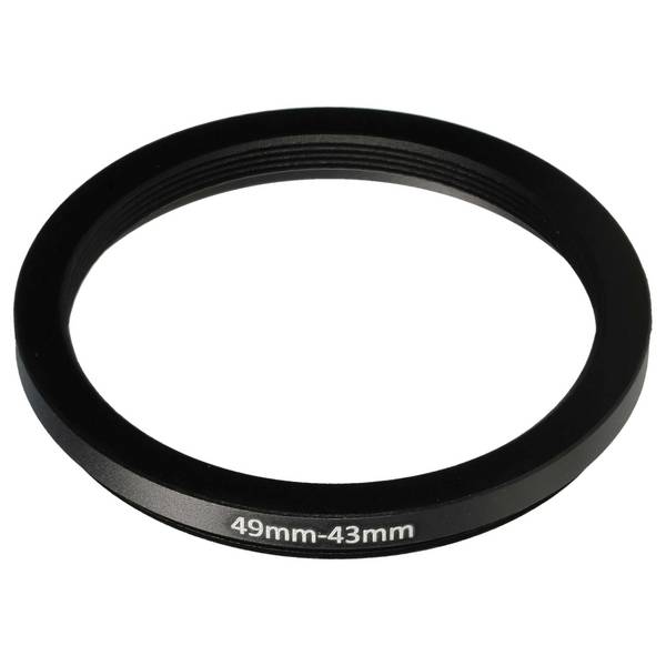 vhbw Step-Down-Ring Adapter von 49 mm auf 43 mm für Kamera Objektiv | Filteradapter, Metall Schwarz