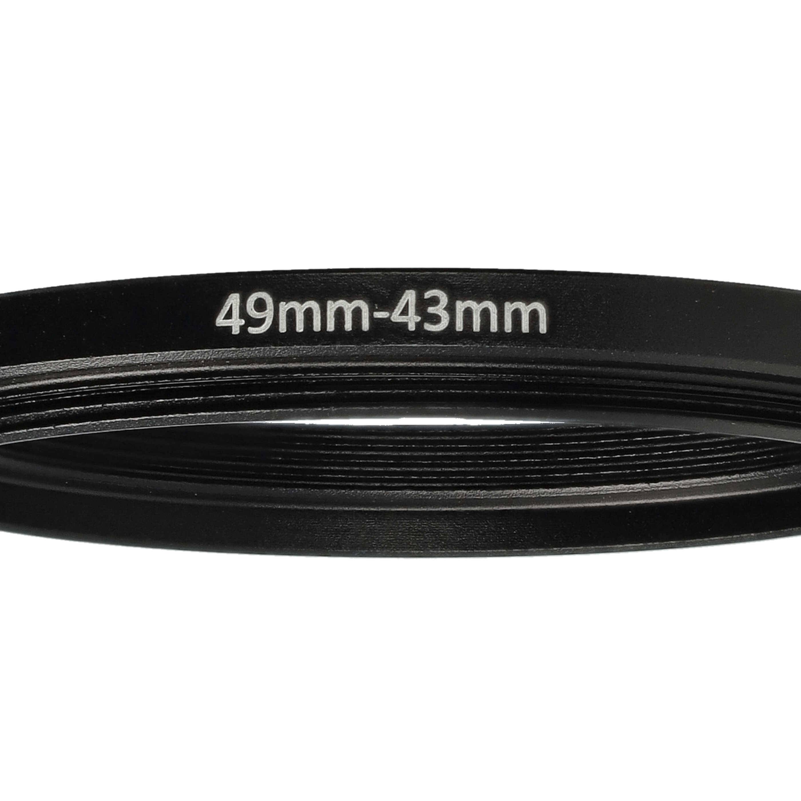 vhbw Step-Down-Ring Adapter von 49 mm auf 43 mm für Kamera Objektiv | Filteradapter, Metall Schwarz-4
