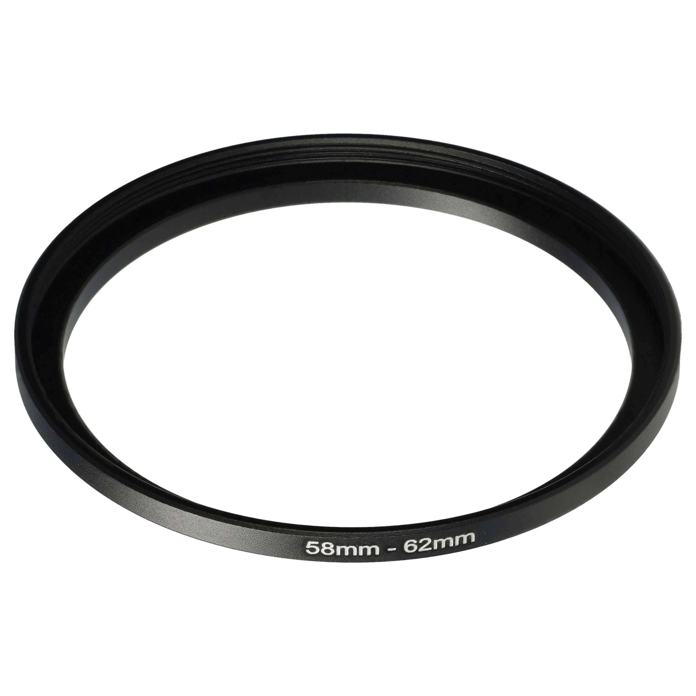 vhbw Step-Up-Ring Adapter 58mm - 62mm für Kamera Objektiv | Filteradapter, Metall Schwarz-0