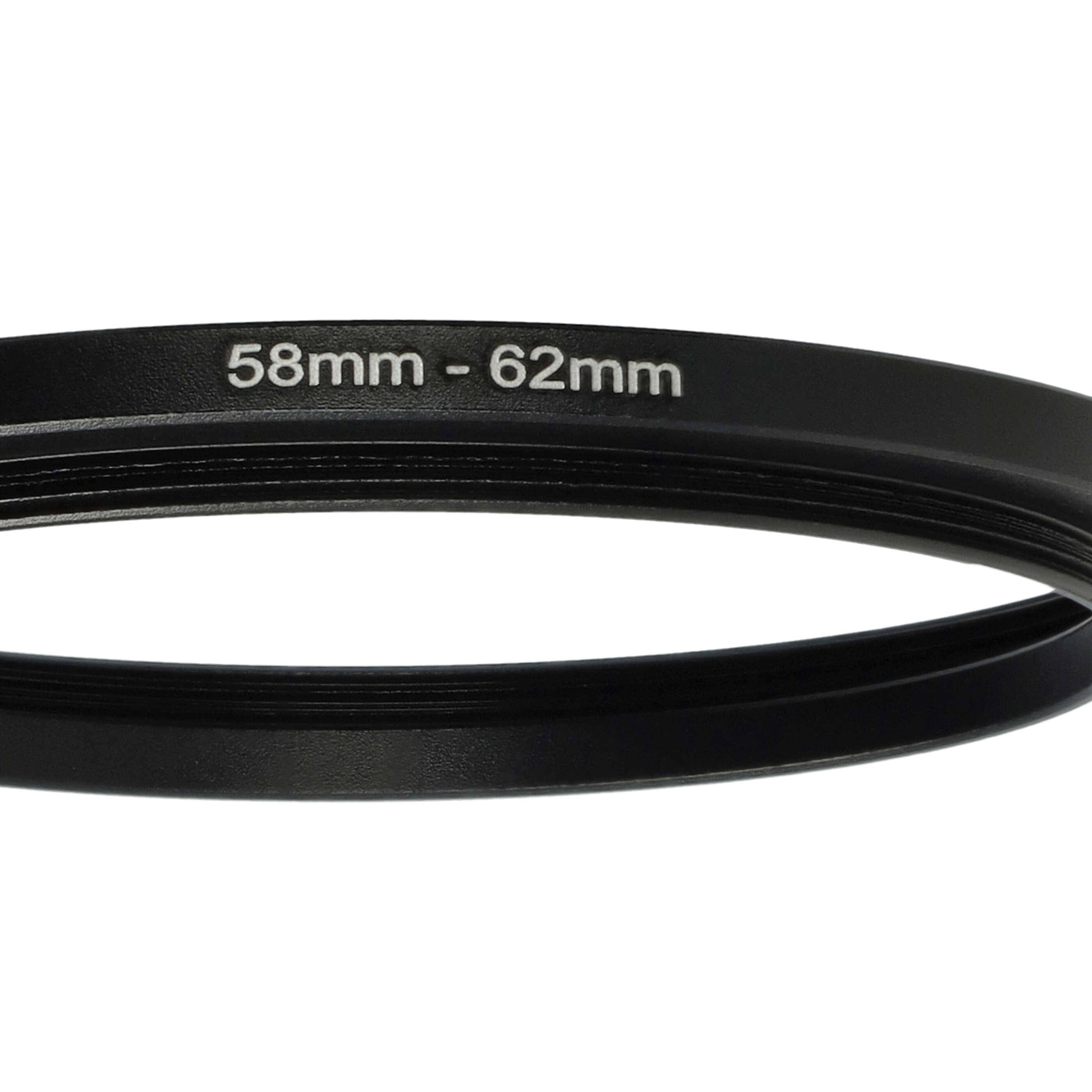 vhbw Step-Up-Ring Adapter 58mm - 62mm für Kamera Objektiv | Filteradapter, Metall Schwarz-4